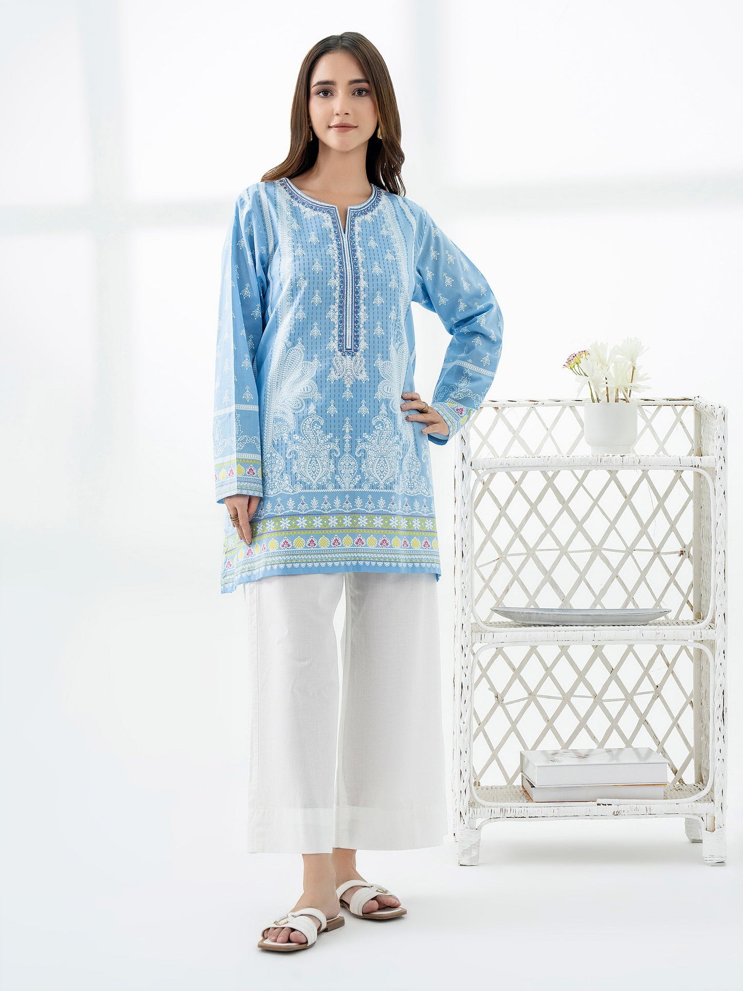 Cambric Kurti-Embroidered (Pret)