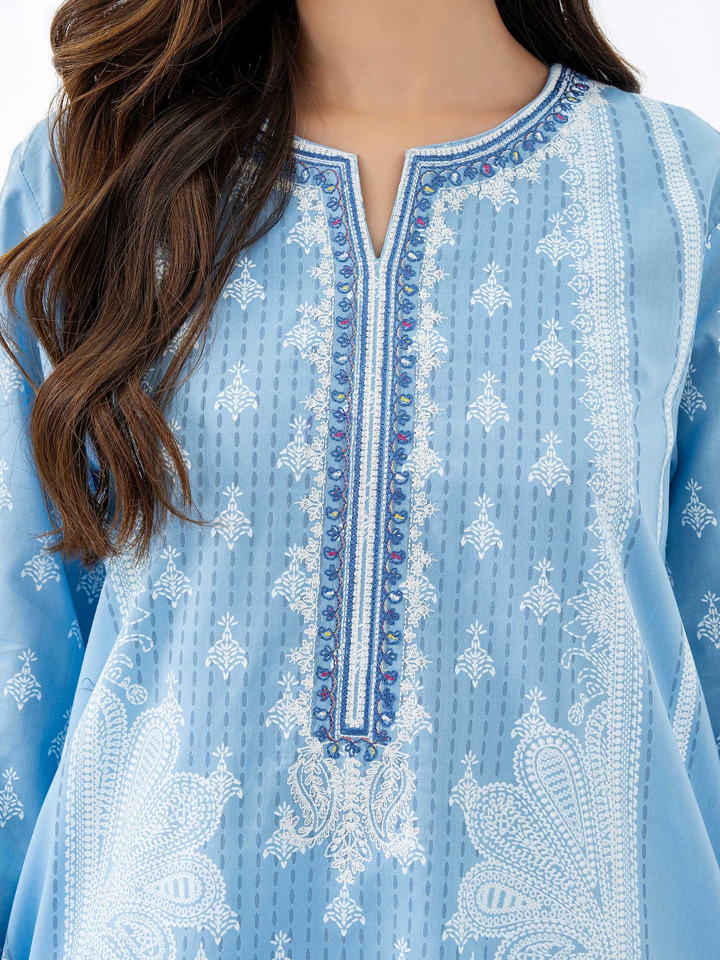 Cambric Kurti-Embroidered (Pret)