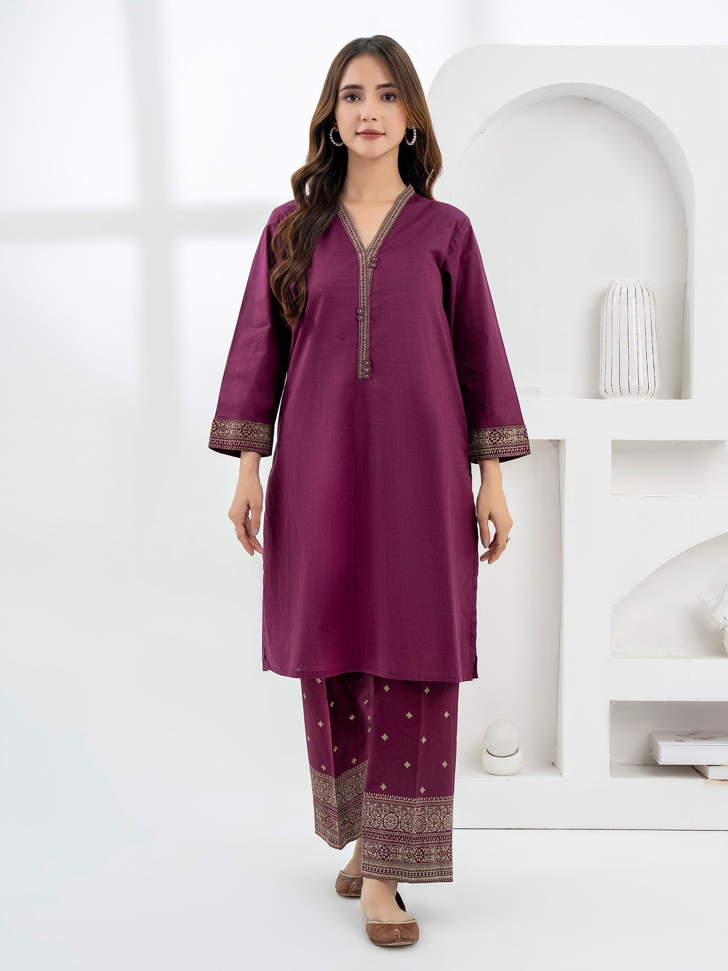 2 Piece Lawn Suit-Emboss Print (Pret)