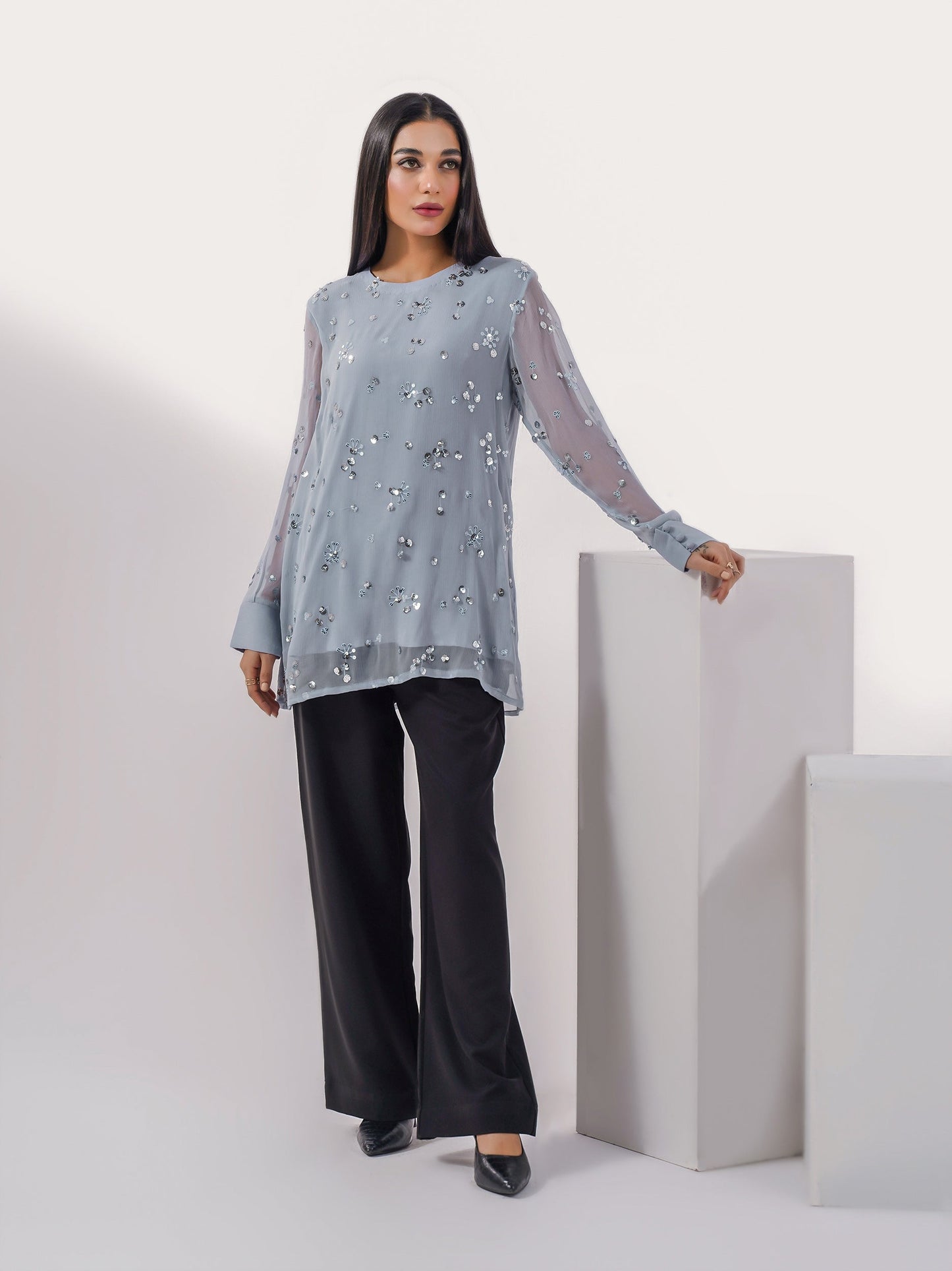 Chiffon Embroidered Top