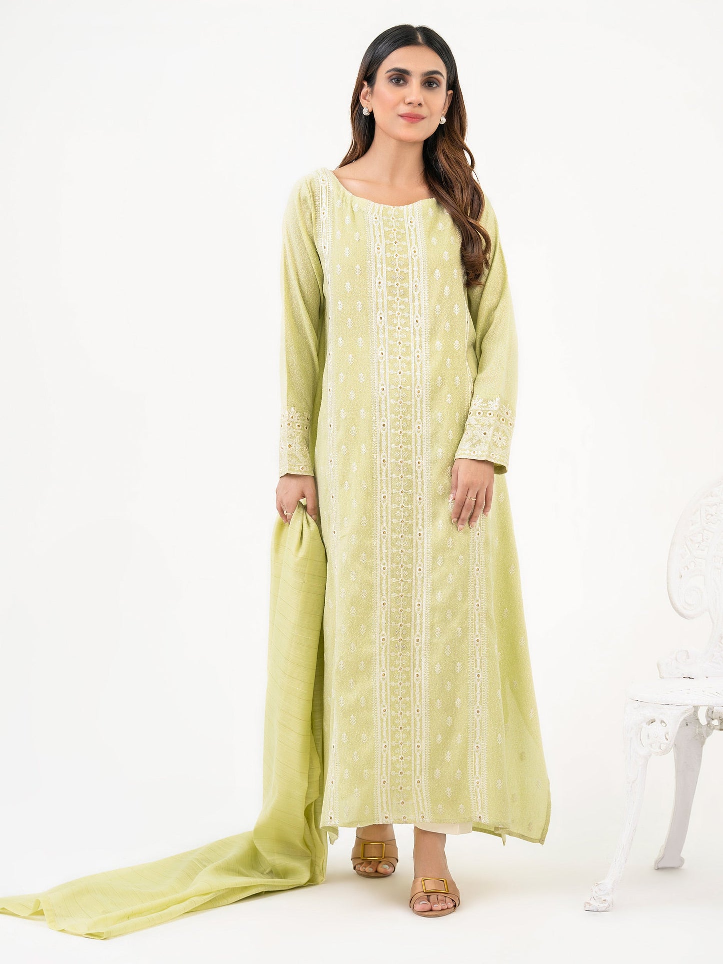 2 Piece Zari Suit-Embroidered (Pret)