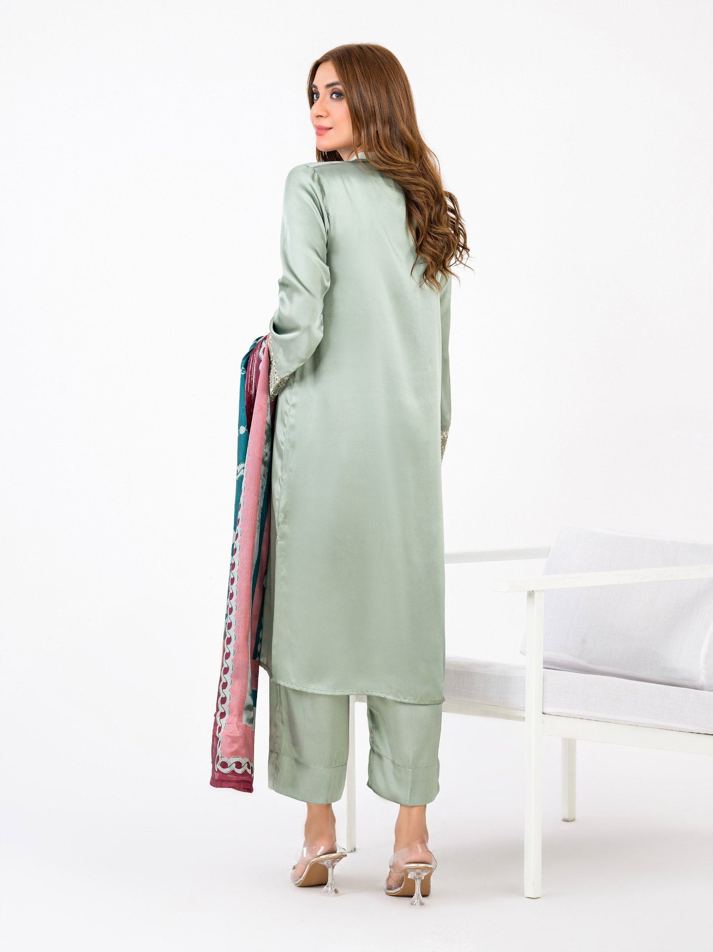 3 Piece Silk Suit-Embroidered(Pret)