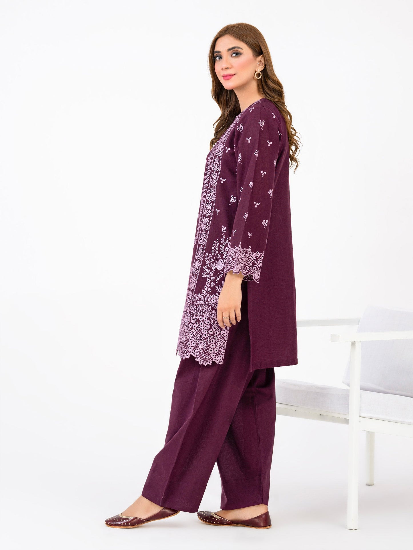 2 Piece Khaddar Suit-Embroidered(Pret)