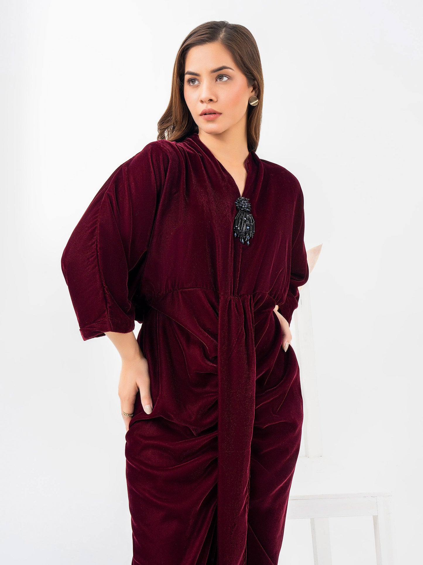 Velvet Kaftan-Embellished (Pret)