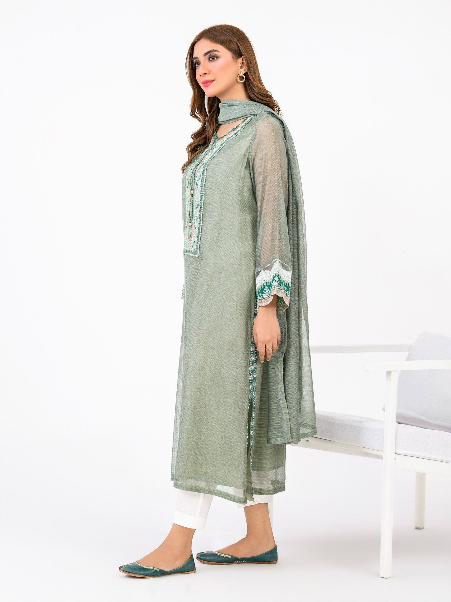 2 Piece Cotton Net Suit-Embroidered (Pret)