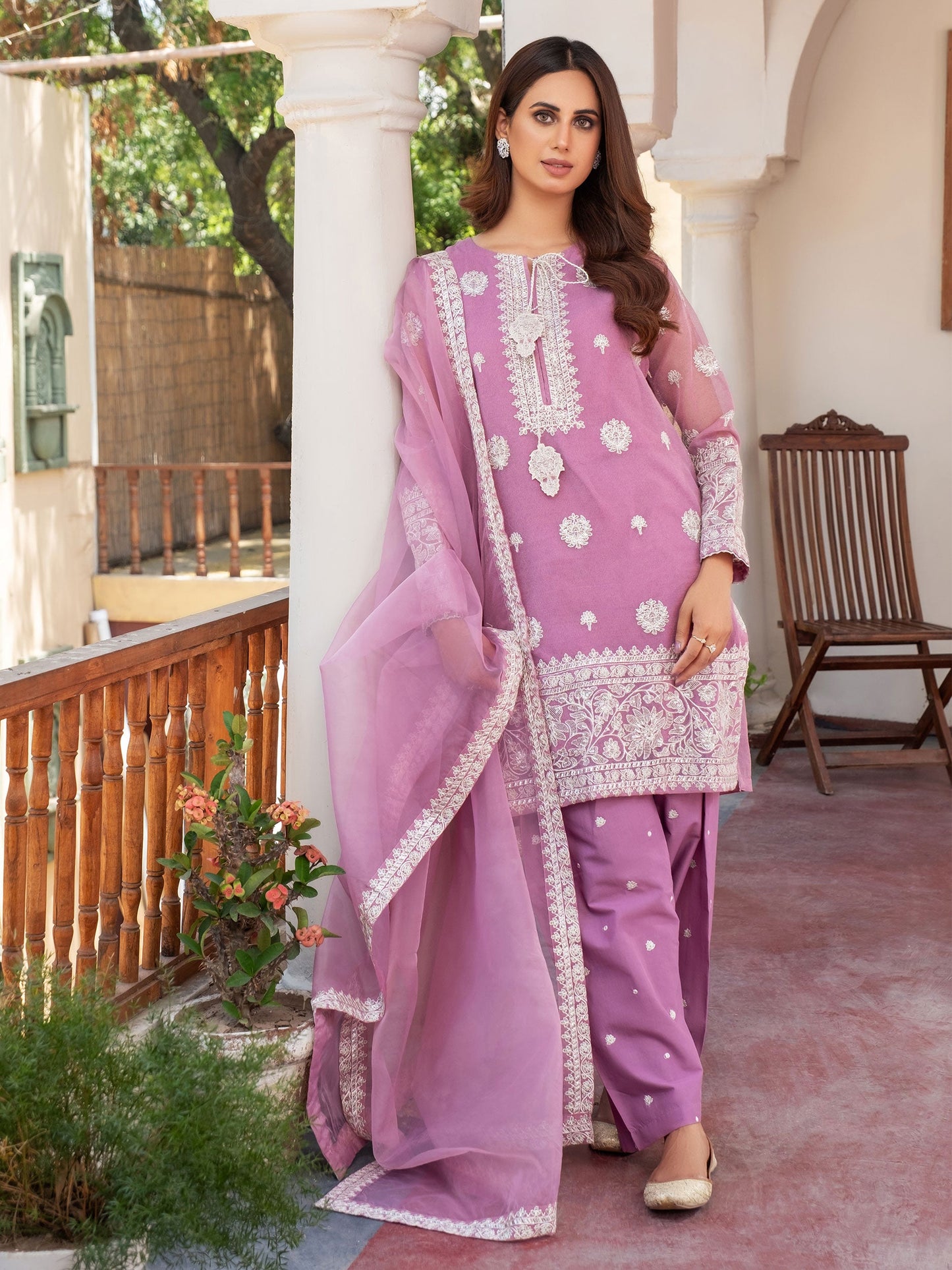 3 Piece Net Suit-Embroidered (Pret)