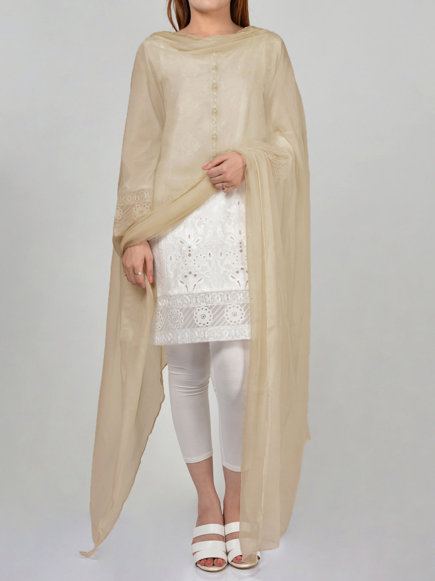 Chiffon Dupatta - Beige