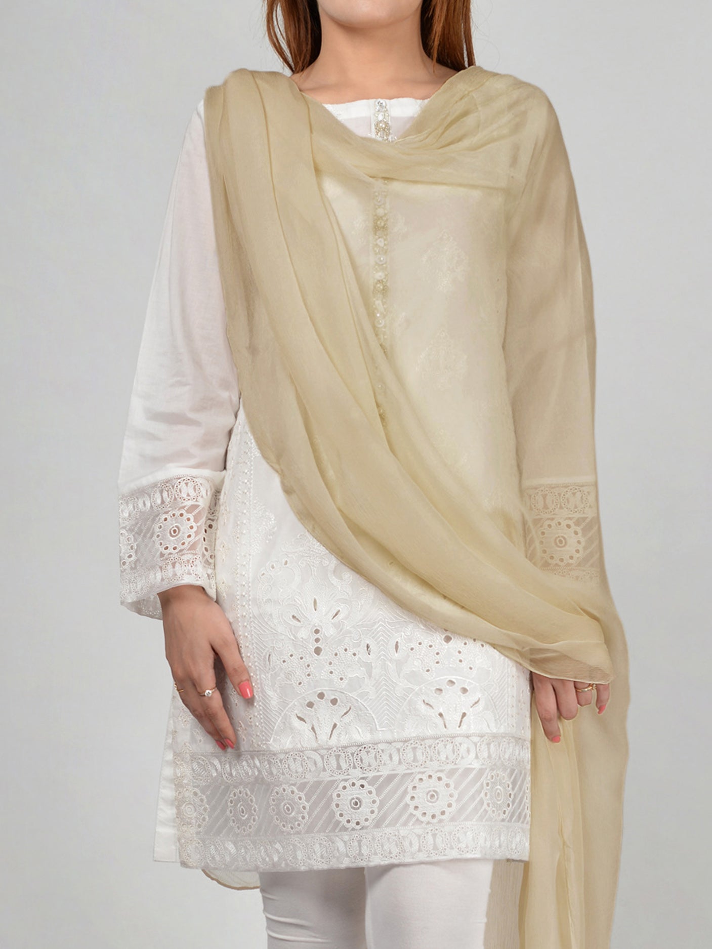 Chiffon Dupatta - Beige