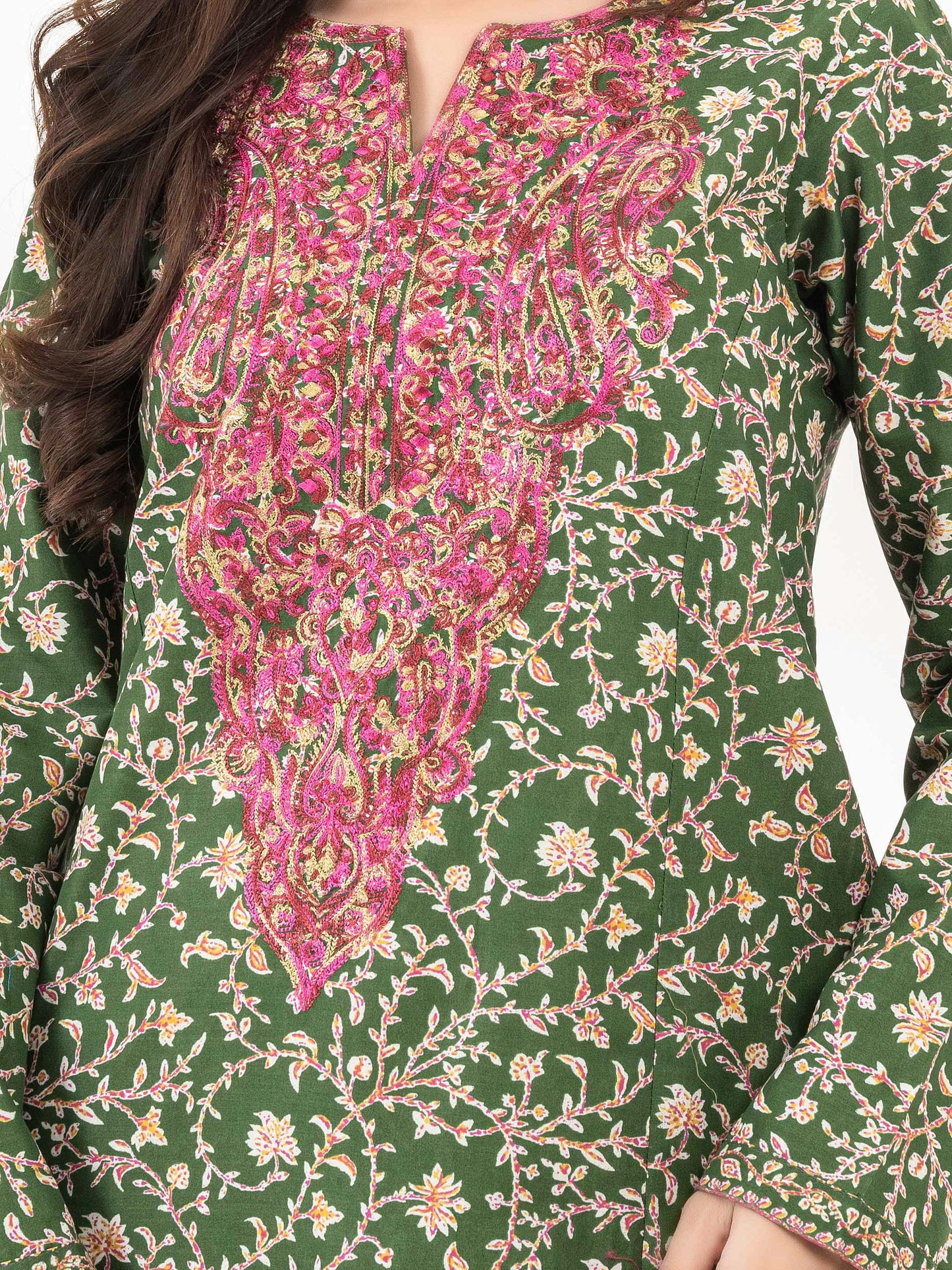 Cambric Kurti-Embroidered (Pret)