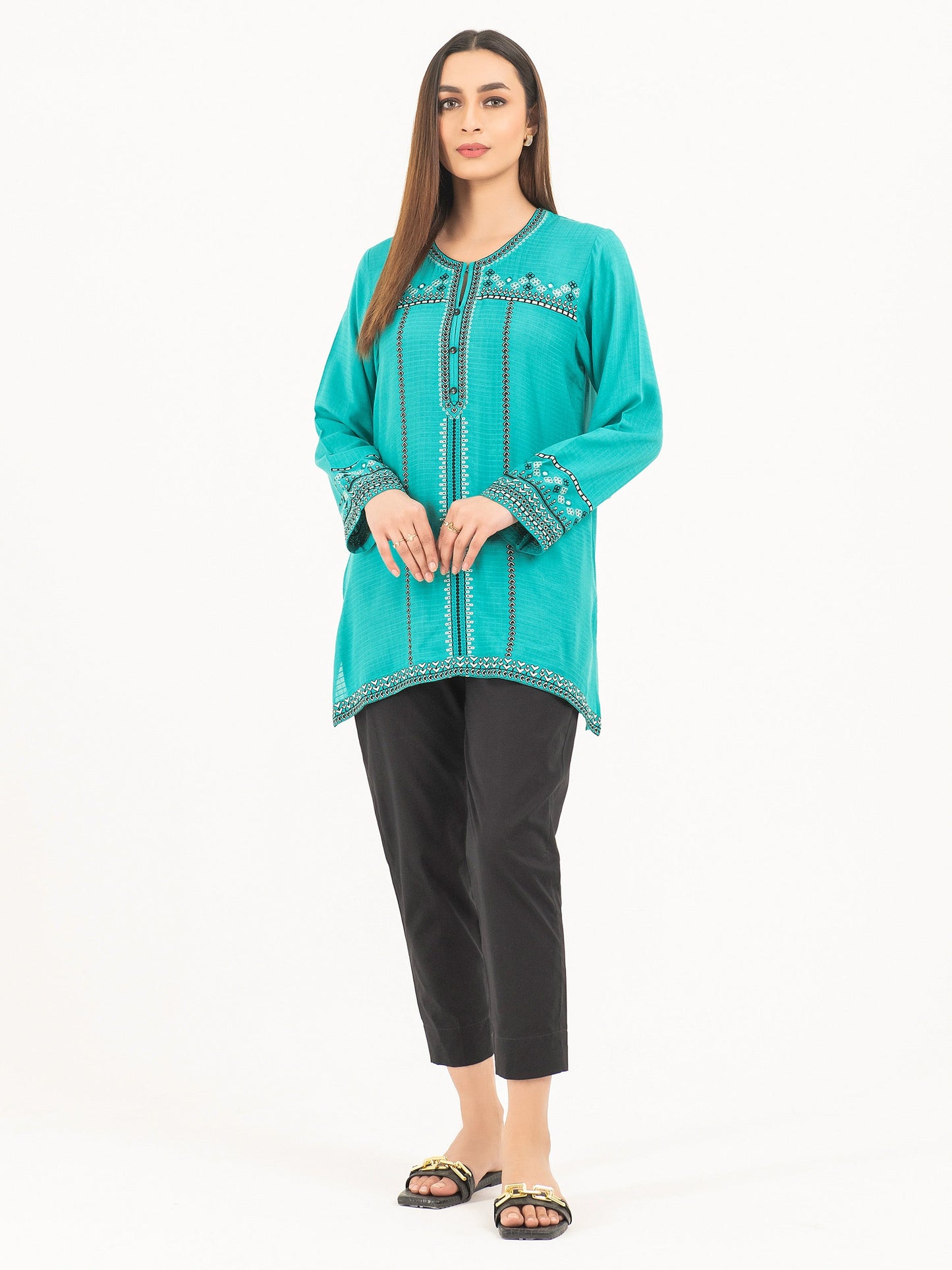 Jacquard Kurti-Embroidered (Pret)