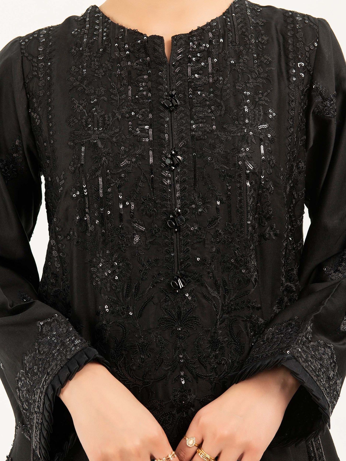 Satin Shirt-Embellished (Pret)