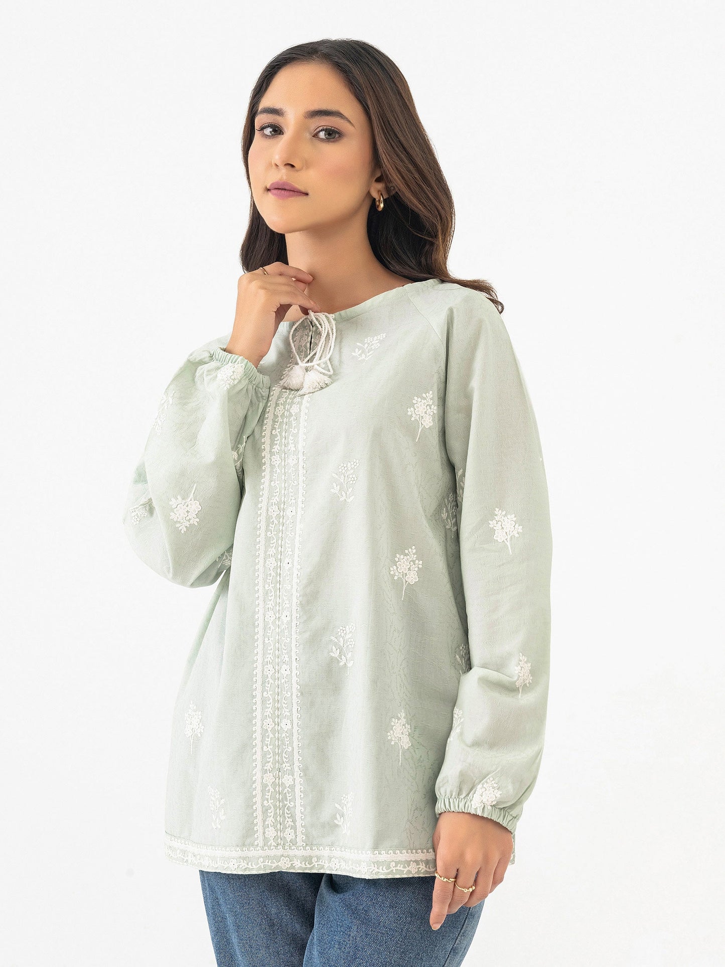 Jacquard Kurti-Embroidered