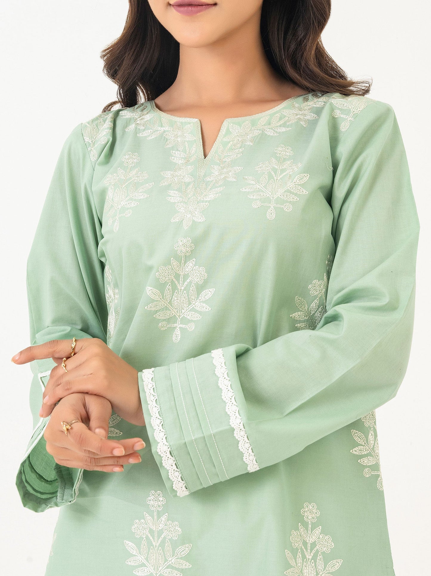 Cambric Kurti-Embroidered (Pret)