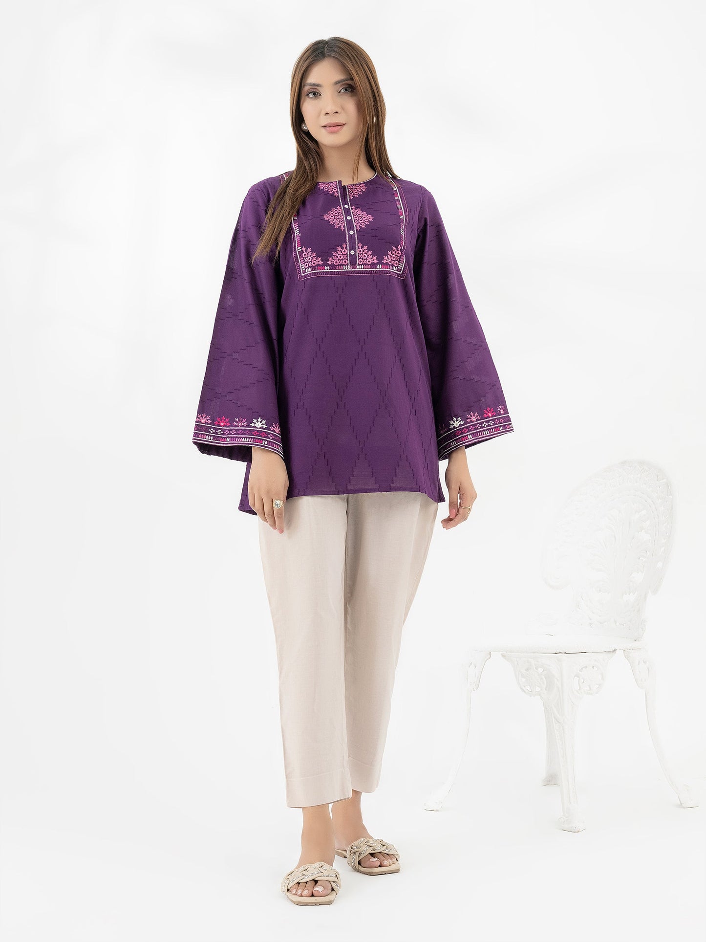 Jacquard Kurti-Embroidered (Pret)