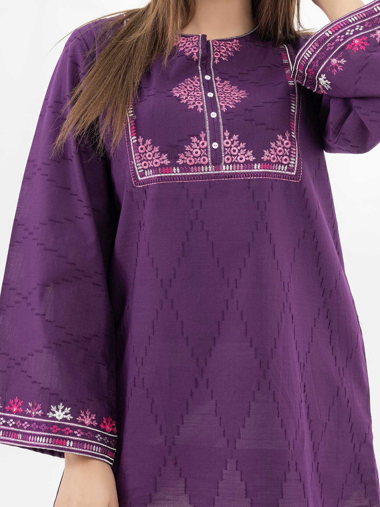 Jacquard Kurti-Embroidered (Pret)