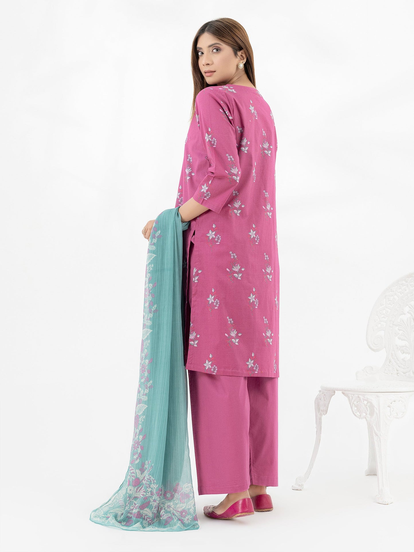 3 Piece Cambric Suit-Printed (Pret)