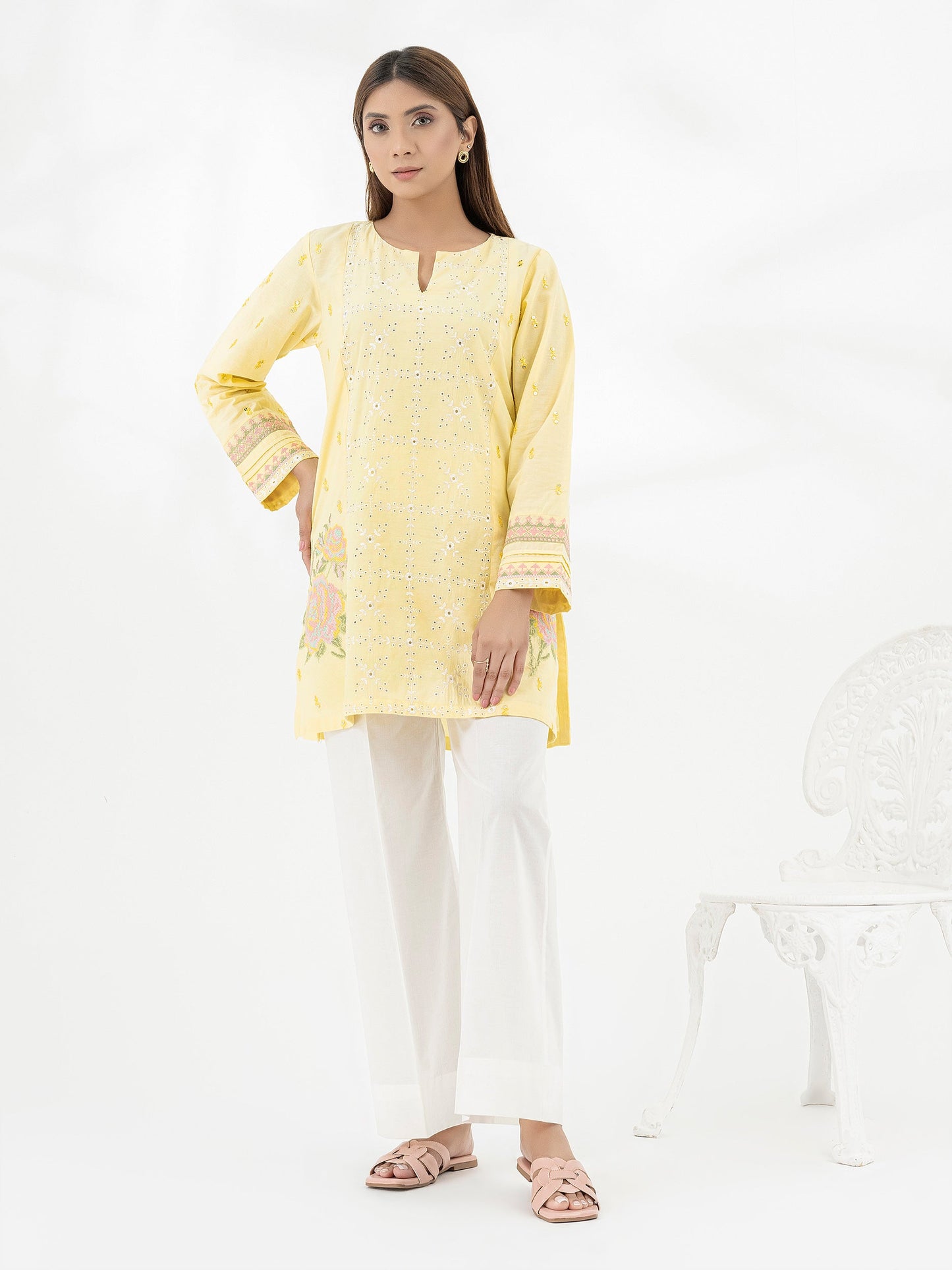 Yarn Dyed Kurti-Embroidered (Pret)