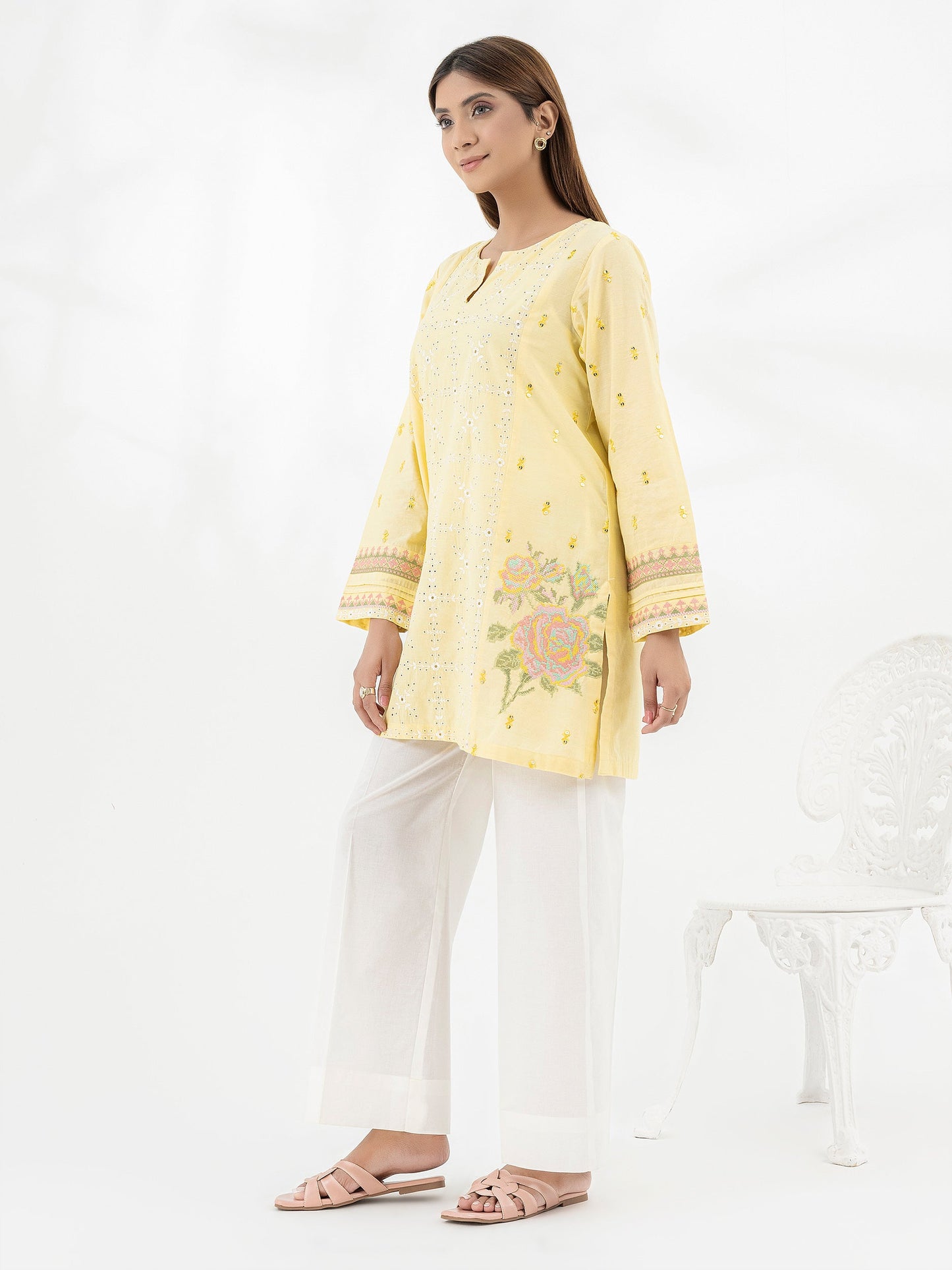 Yarn Dyed Kurti-Embroidered (Pret)