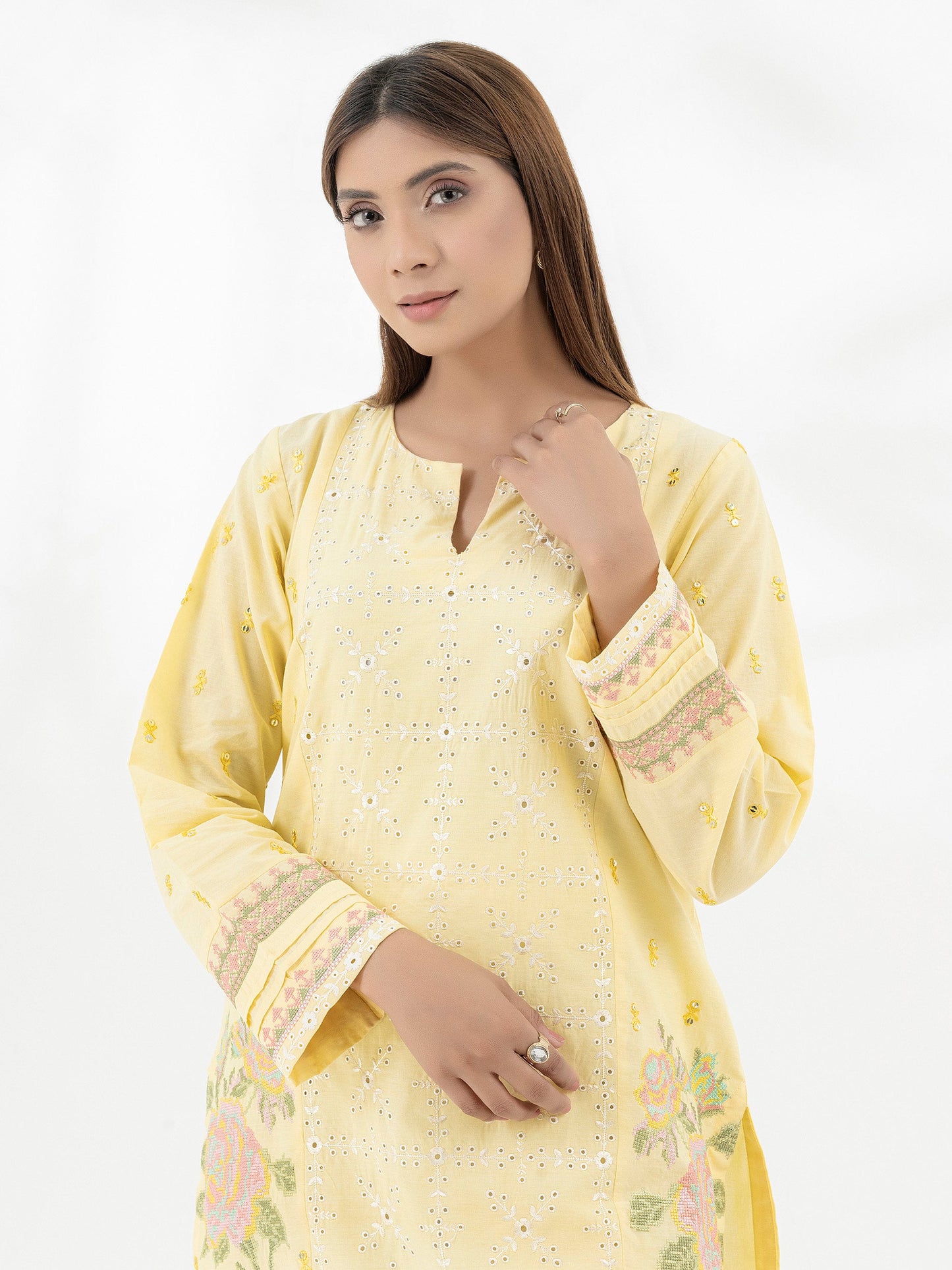 Yarn Dyed Kurti-Embroidered (Pret)