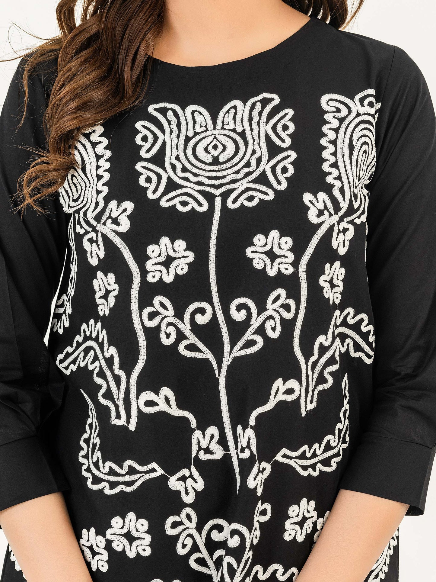 Cambric Kurti-Embroidered (Pret)