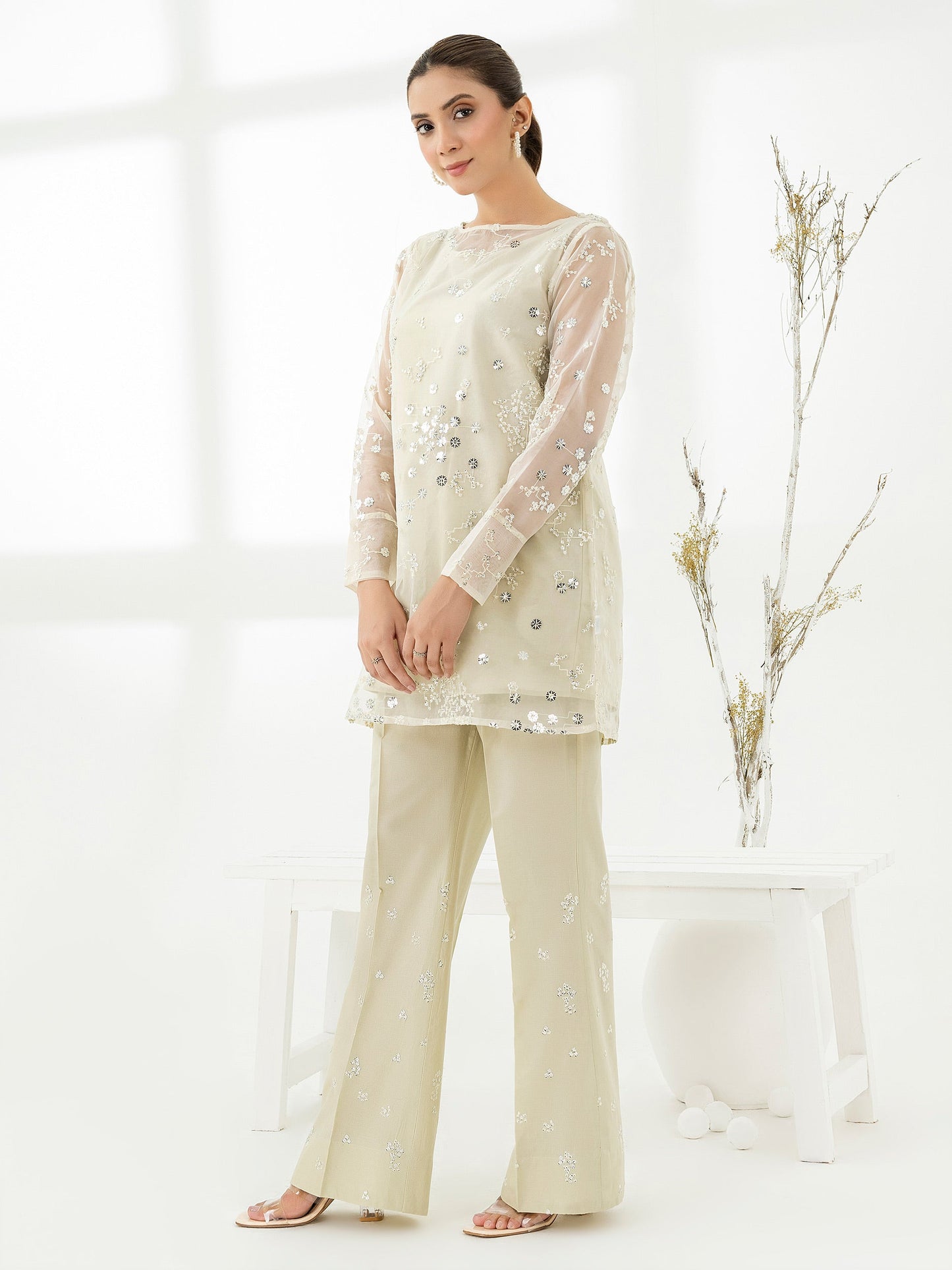 2 Piece Organza Suit-Embroidered (Pret)