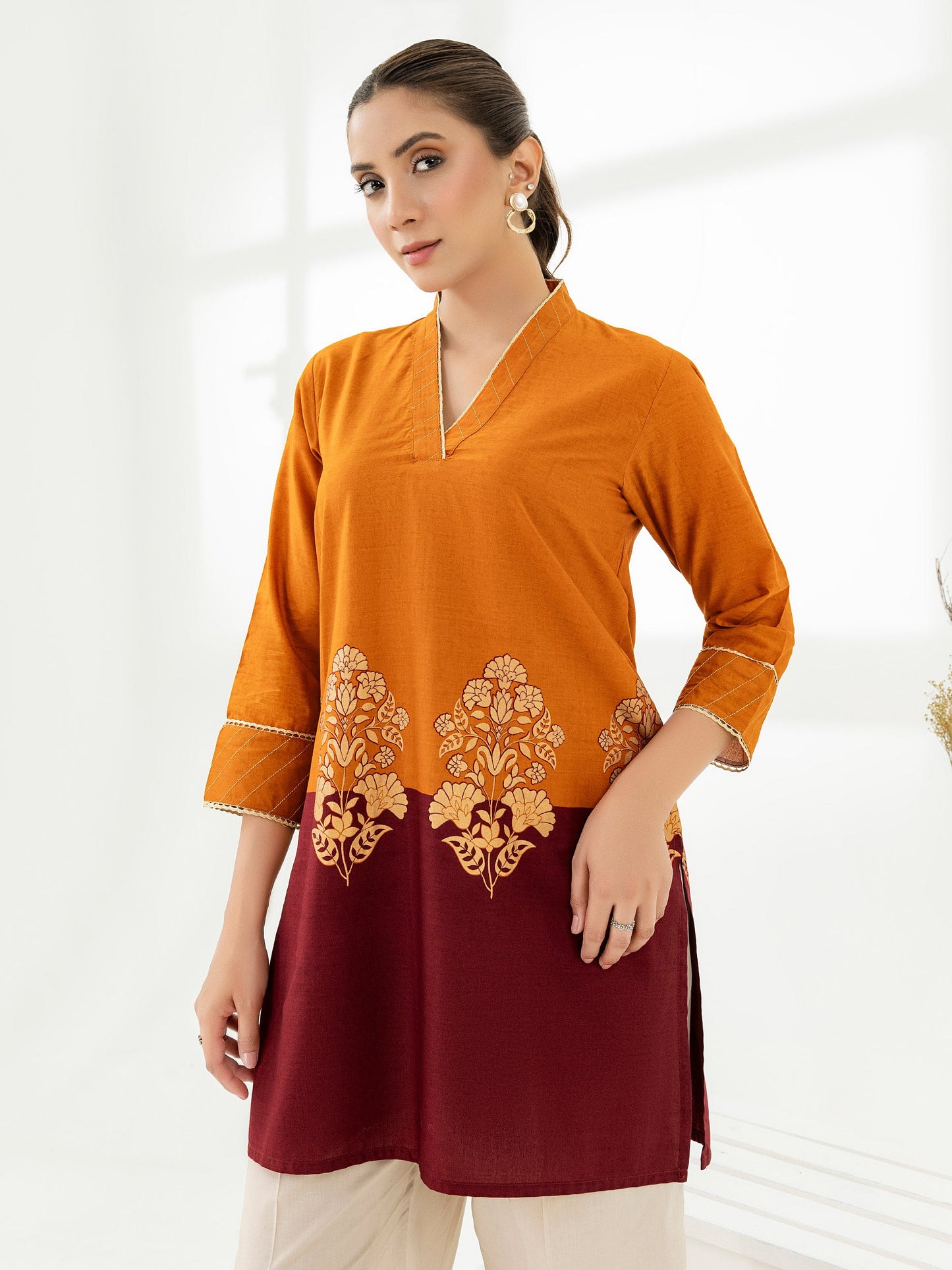 Cambric Kurti-Paste Print (Pret)