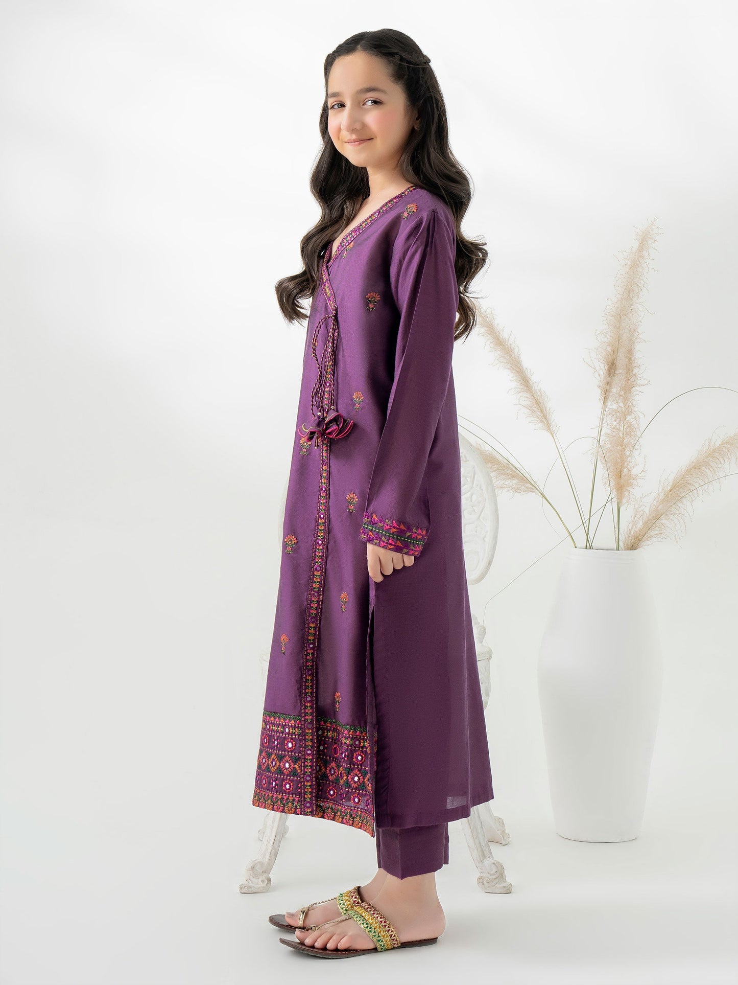 2 Piece Raw Silk Suit-Embroidered