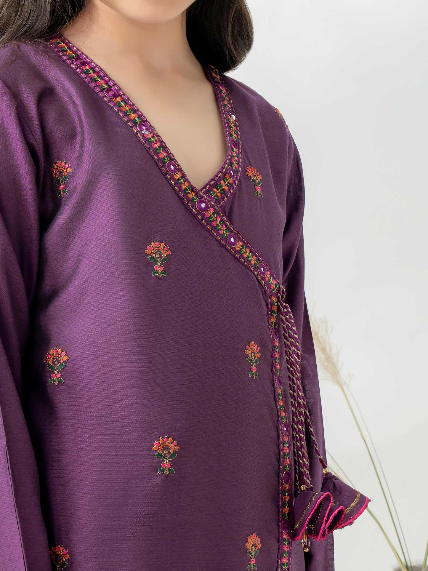 2 Piece Raw Silk Suit-Embroidered