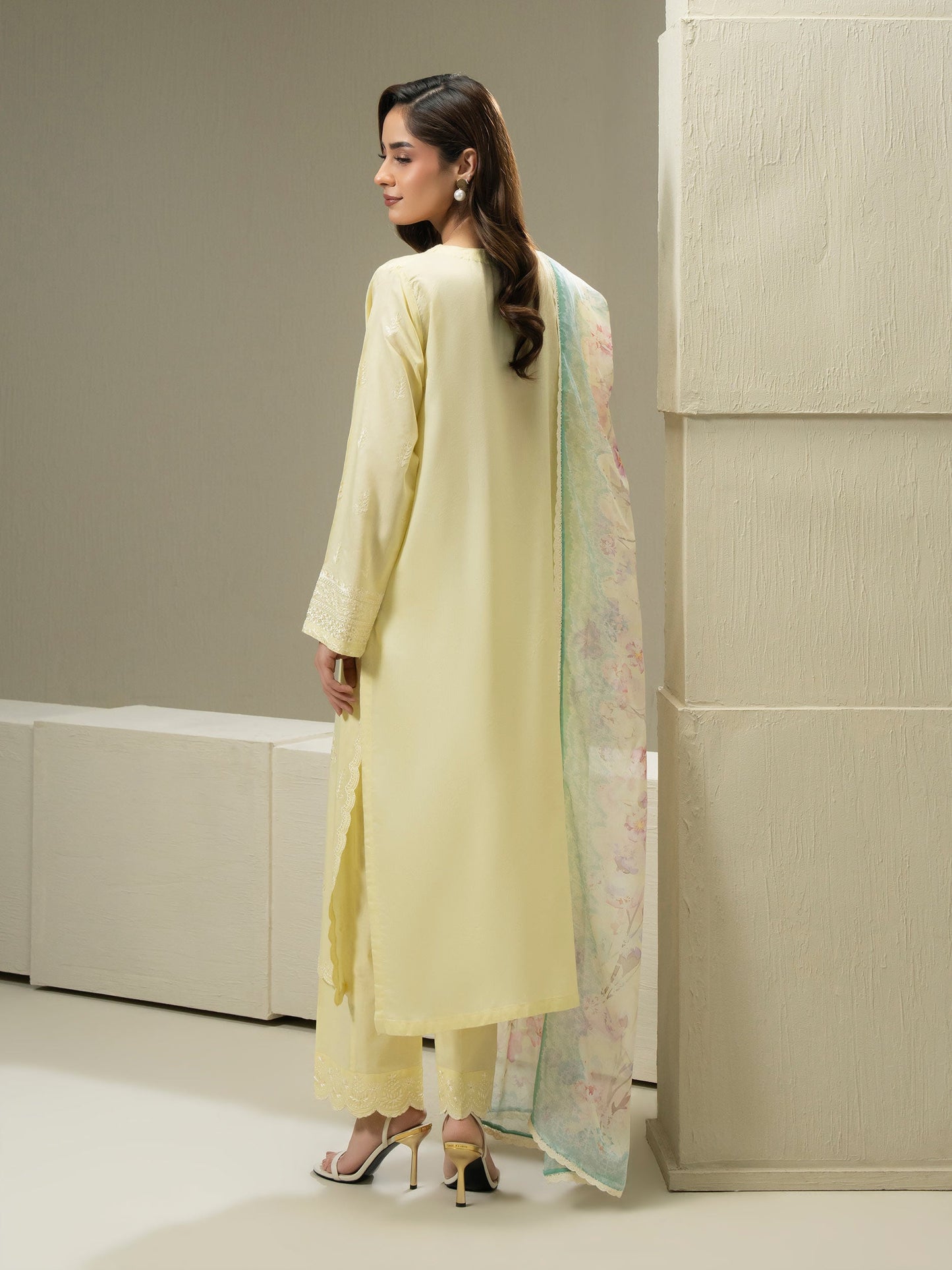 3 Piece Cotton Suit-Embroidered (Pret)