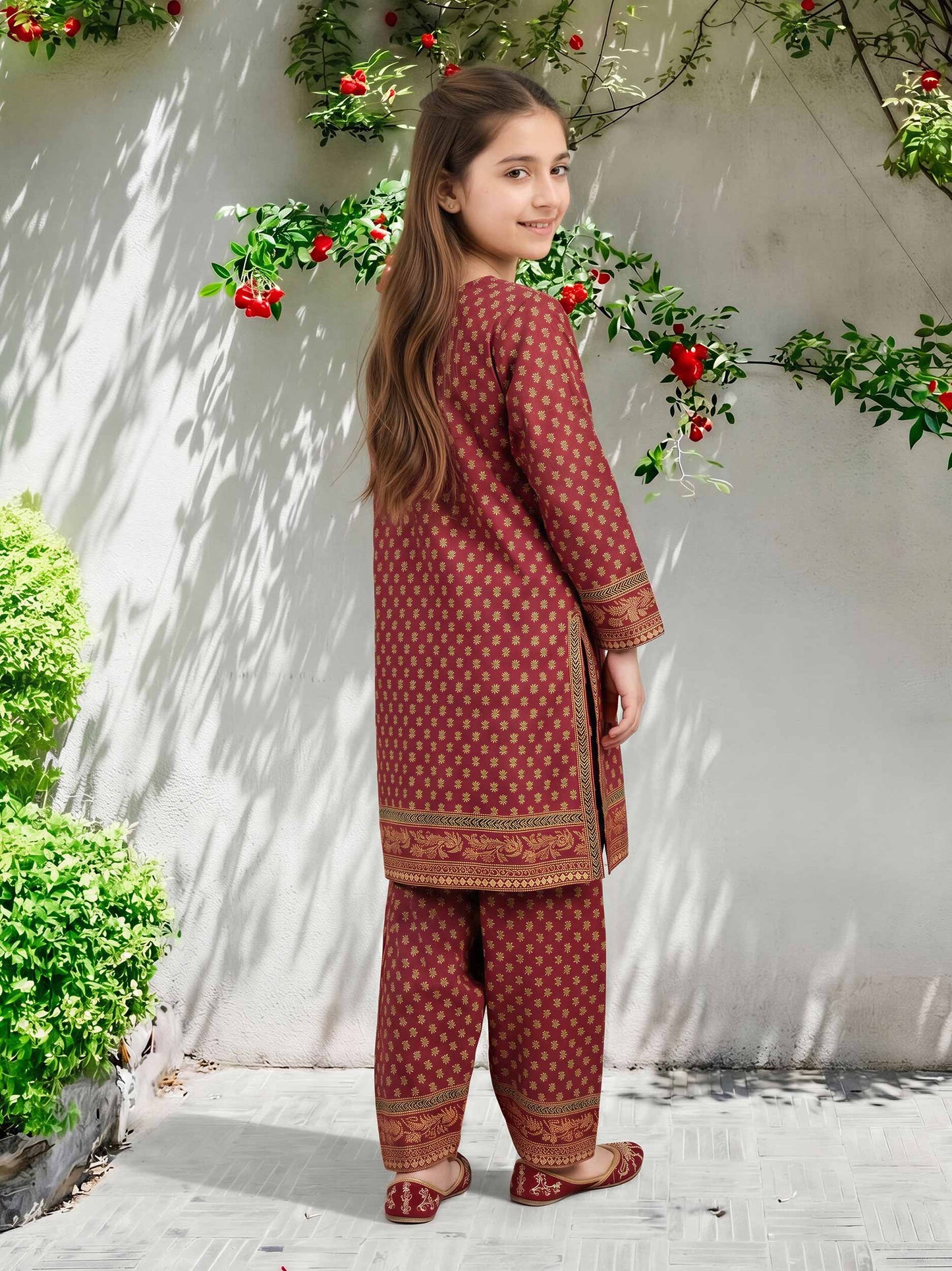 2 Piece Satin Suit- Embroidered (Pret)