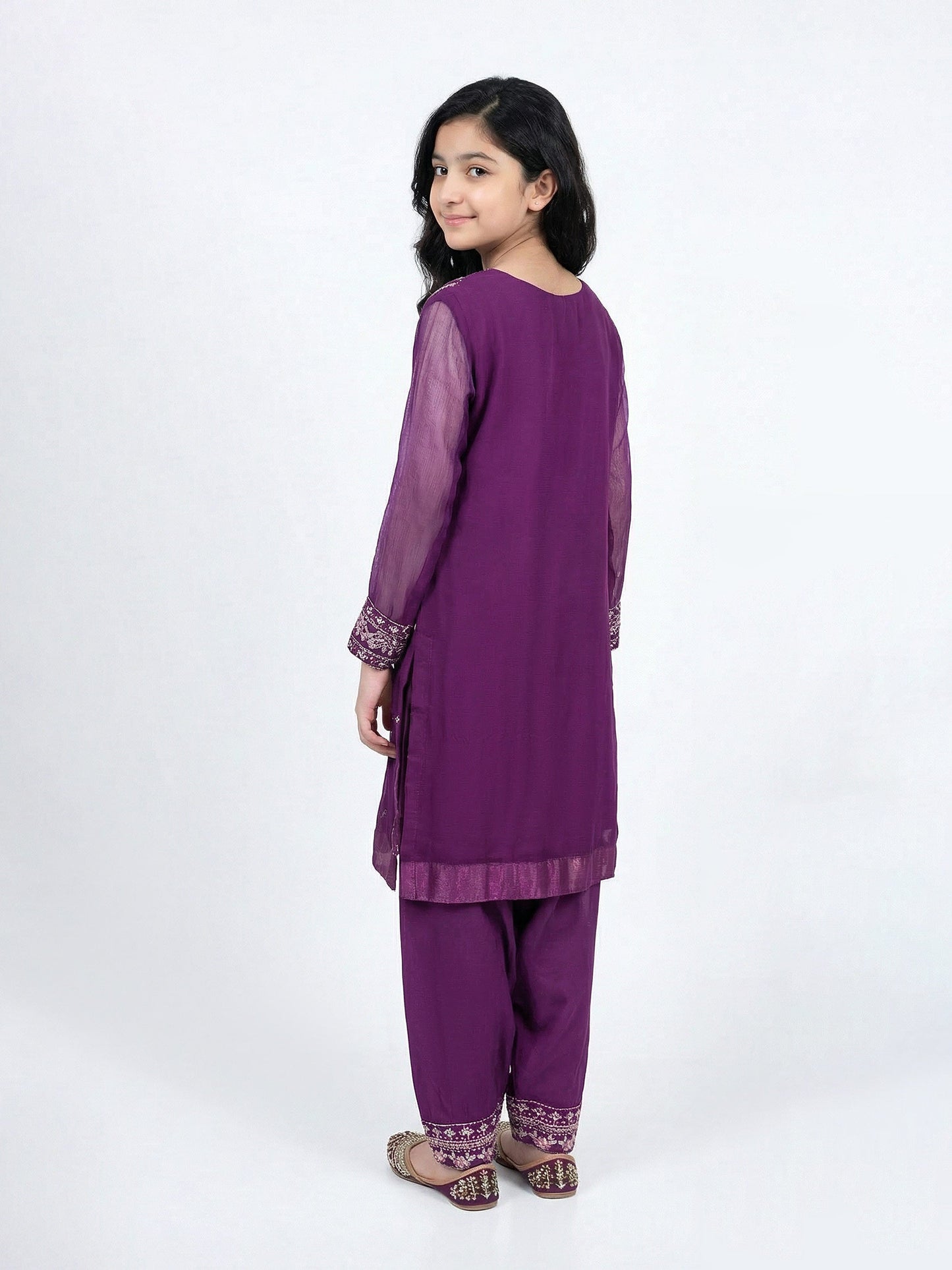2 Piece Chiffon Suit- Embroidered (Pret)