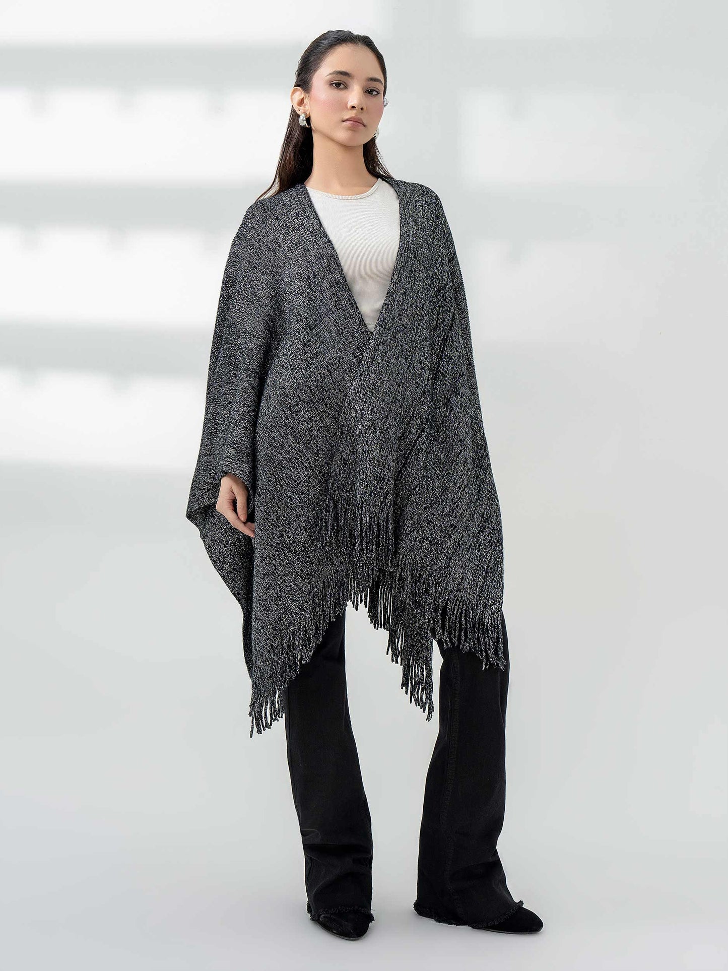 Sparkle Wool Cape Shawl