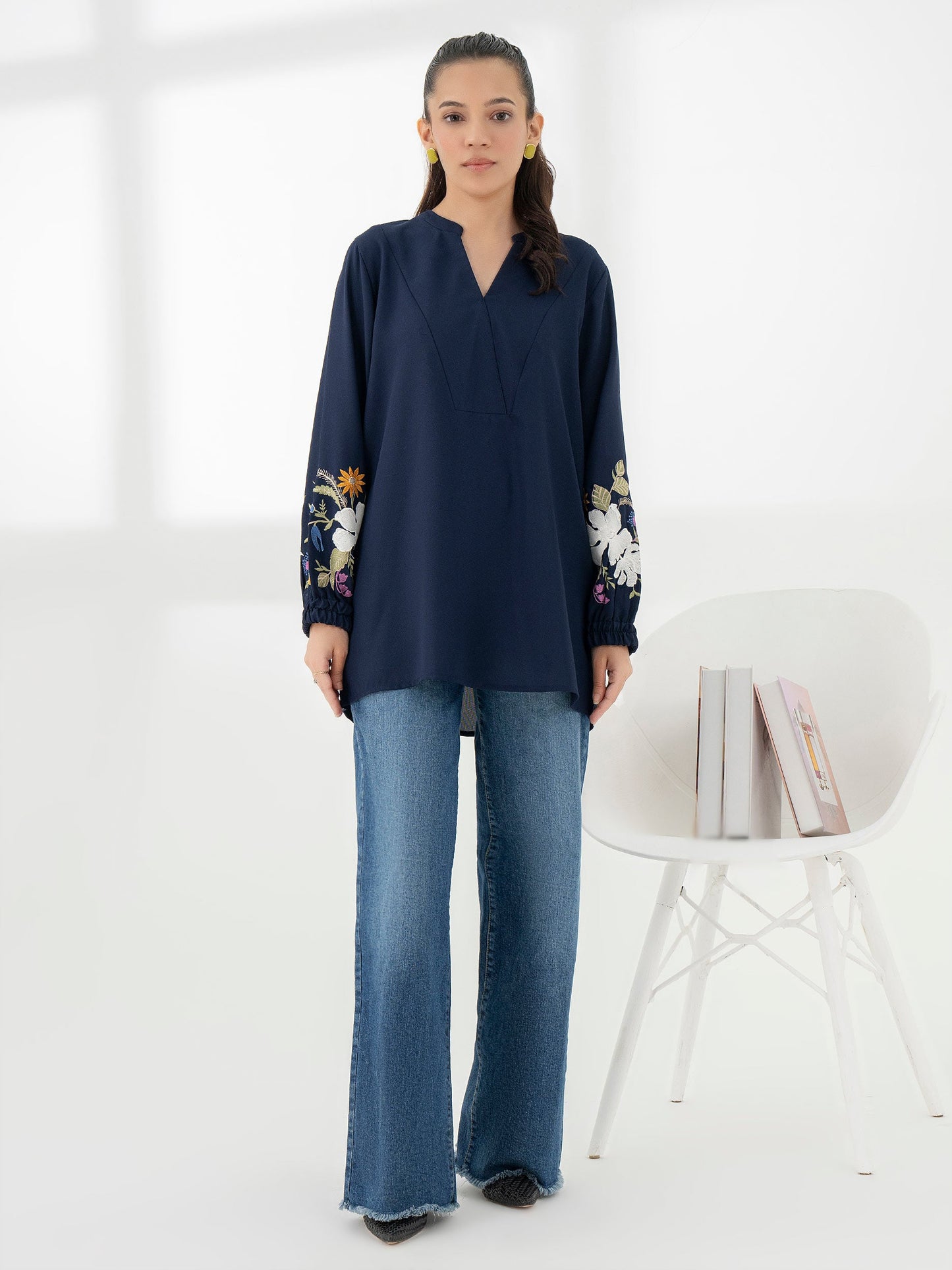 Embroidered Chiffon Top