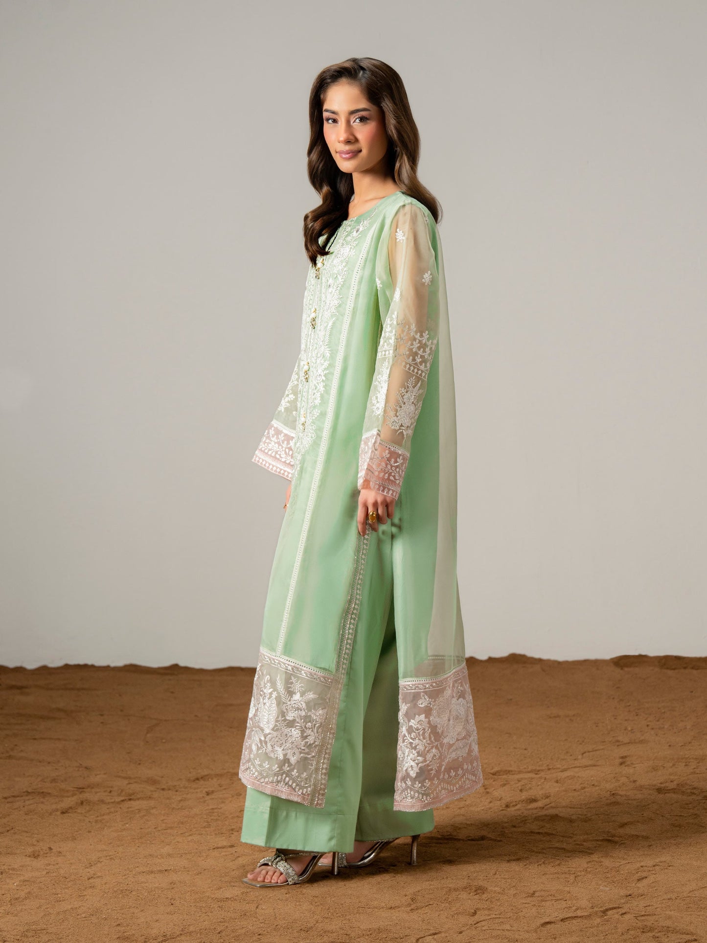2 Piece Organza Suit-Embroidered (Pret)
