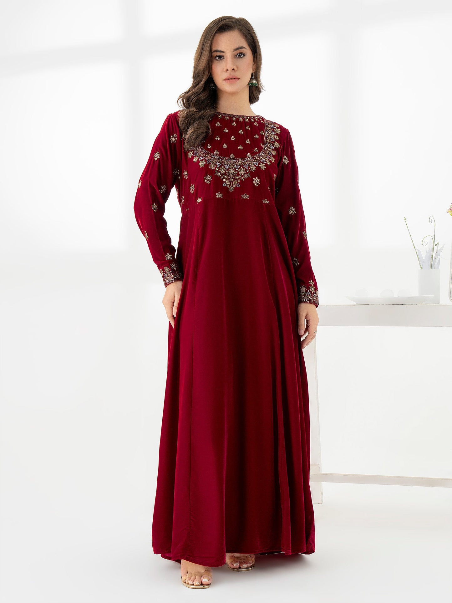 Velvet Frock-Embroidered (Pret)