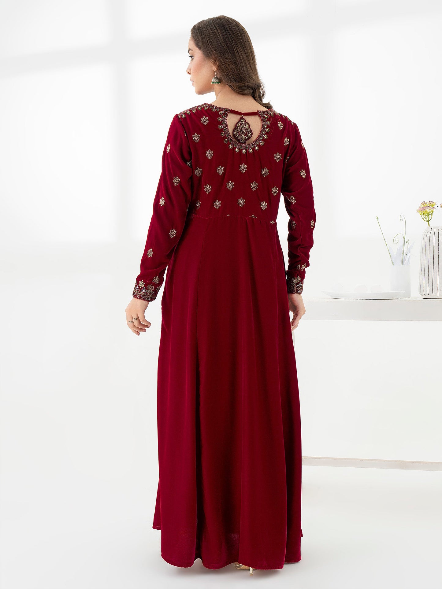 Velvet Frock-Embroidered (Pret)