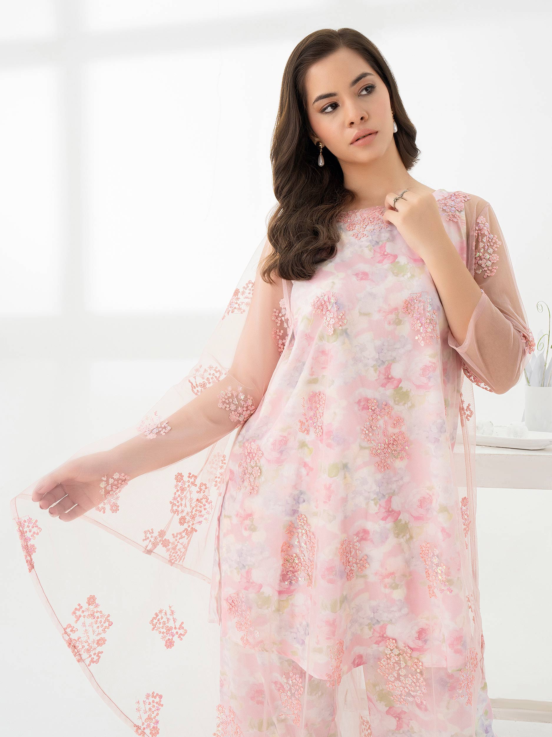 Mini Net Suit 2 Piece Net Suit-Embroidered (Pret) – Limelight.store