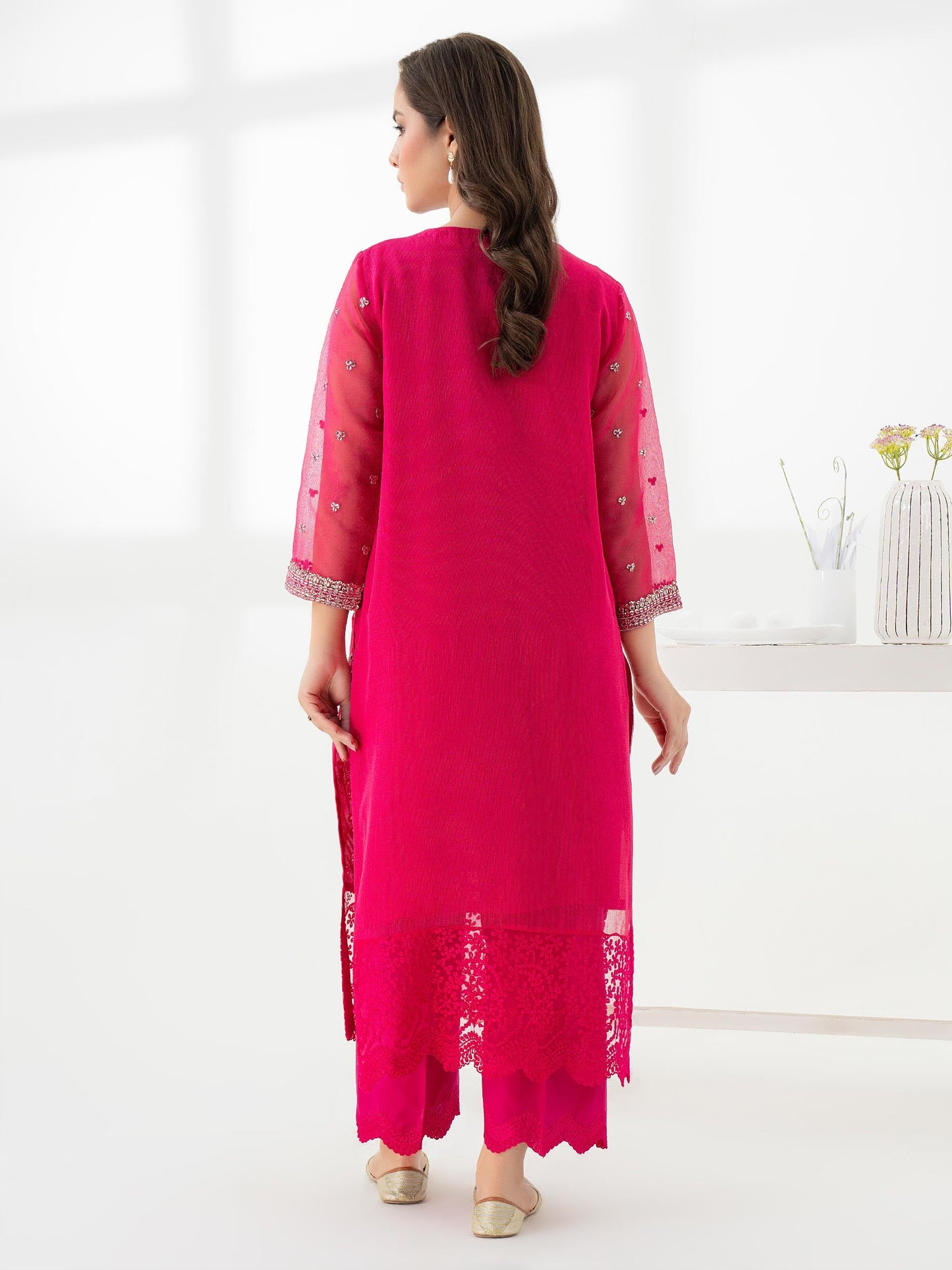 2 Piece Net Suit-Embroidered (Pret)