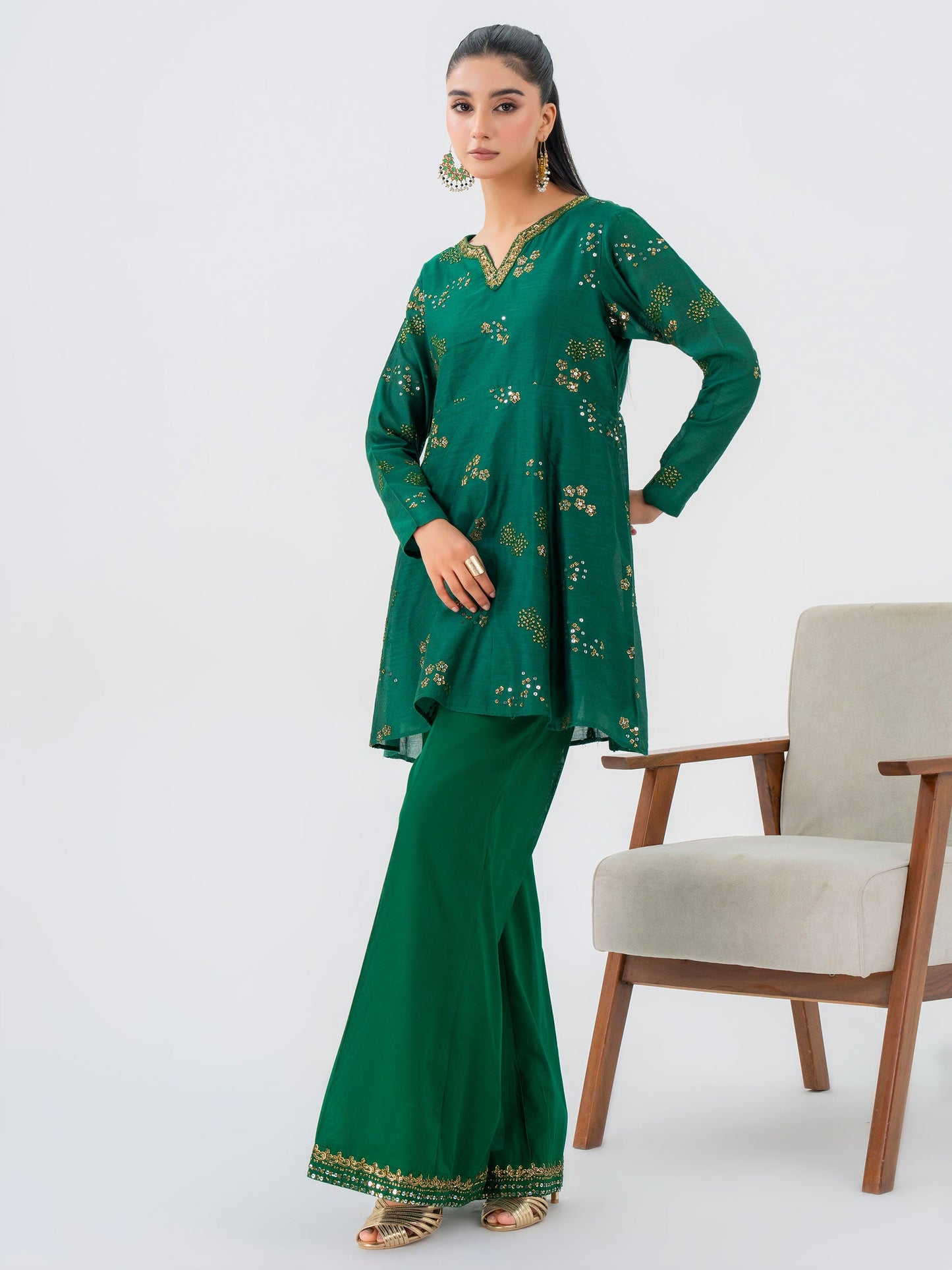 2 Piece Net Suit-Embroidered (Pret)