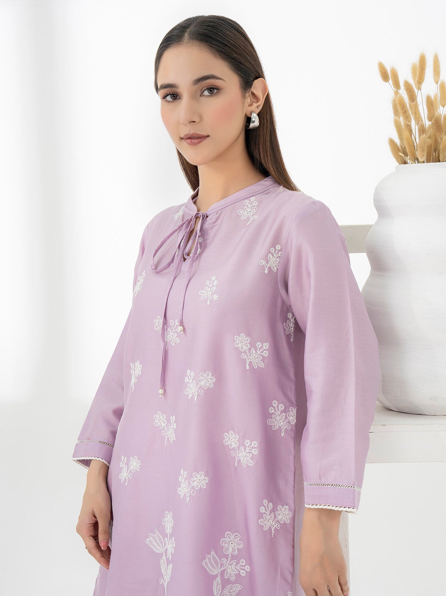 Satin Shirt-Embroidered (Pret)