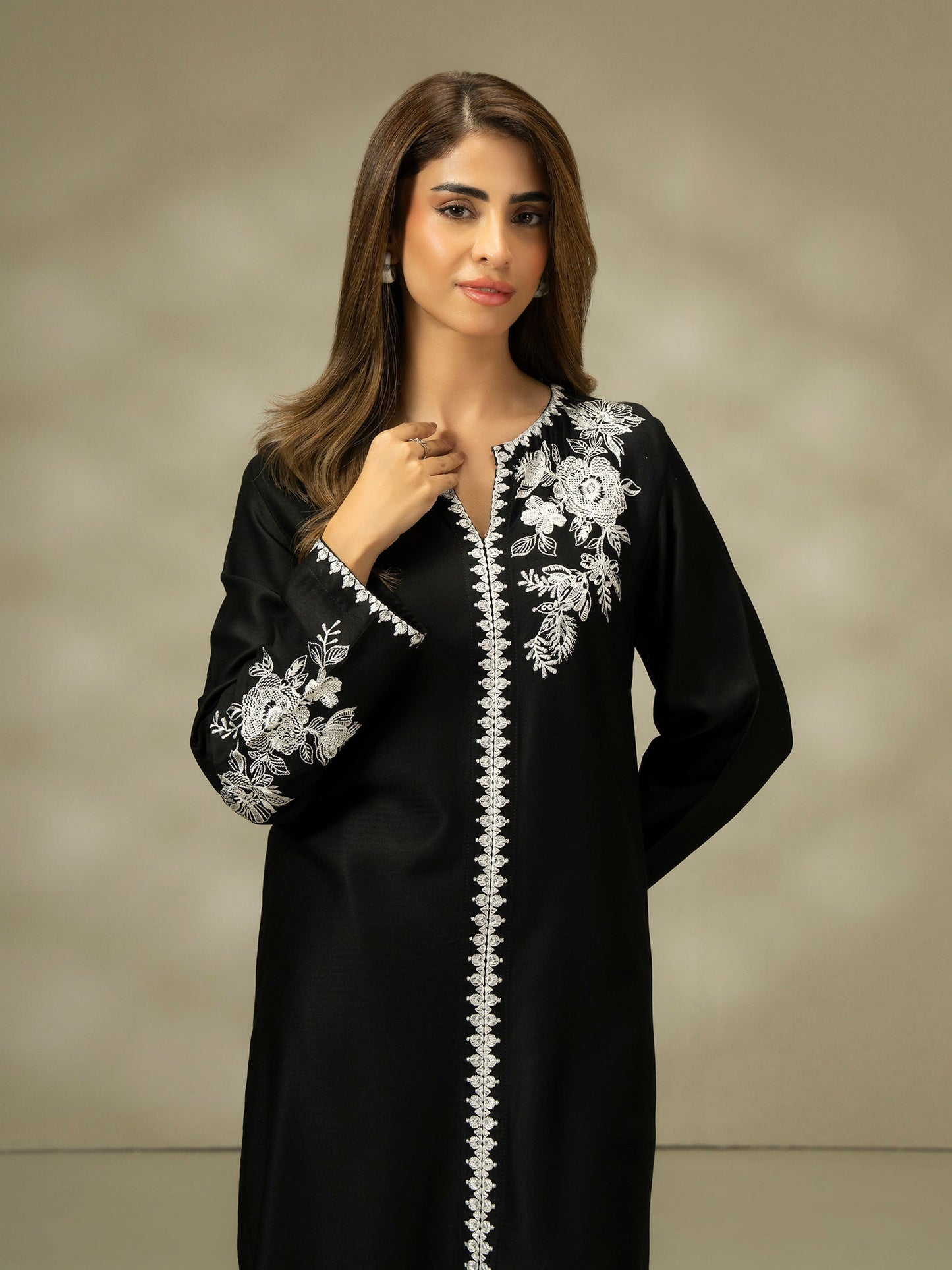 Linen Shirt-Embroidered (Pret)