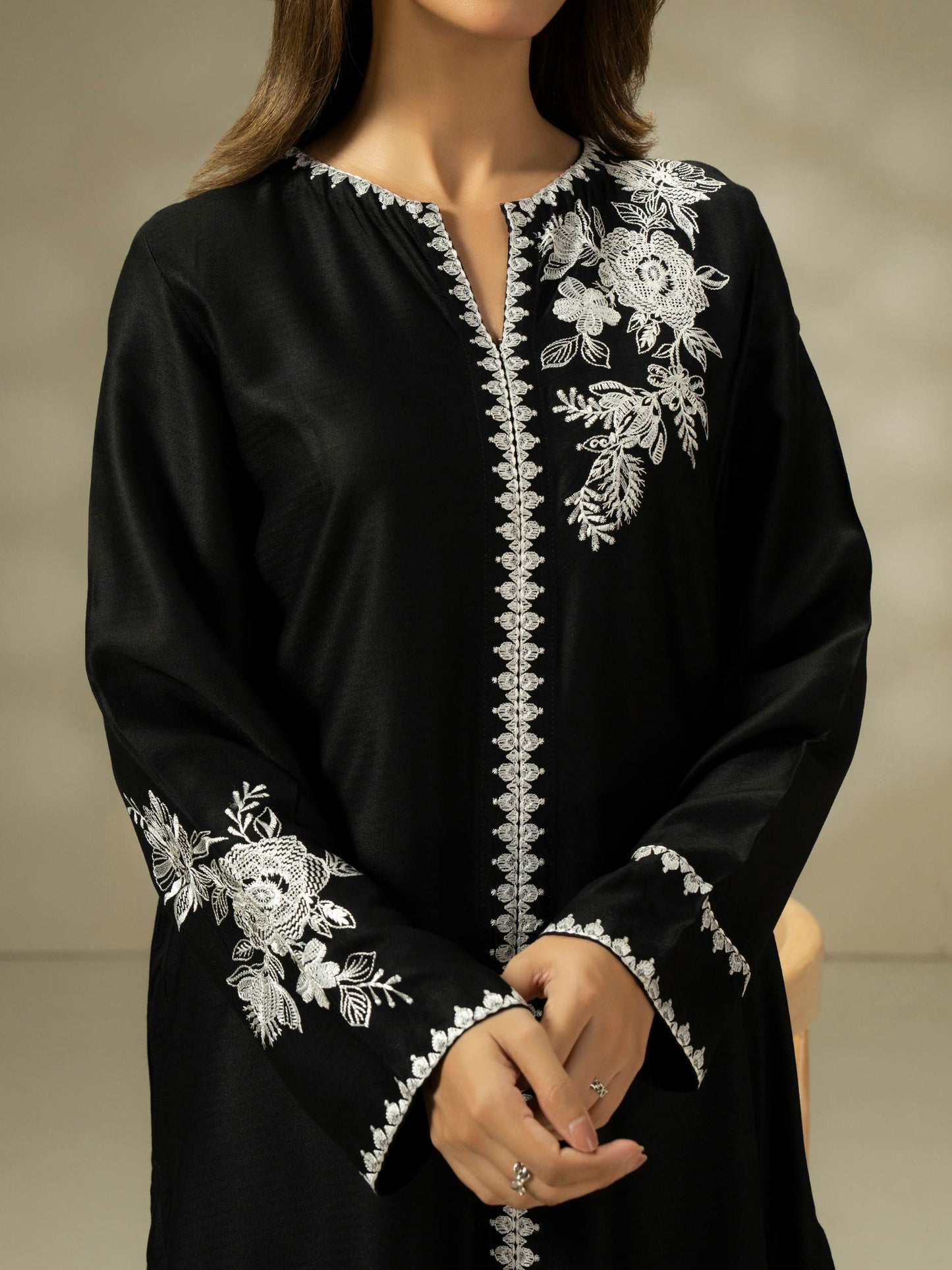 Linen Shirt-Embroidered (Pret)