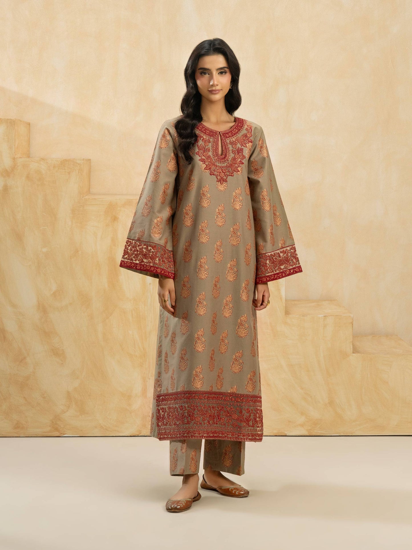 2 Piece Winter Cotton Suit-Embroidered (Pret)