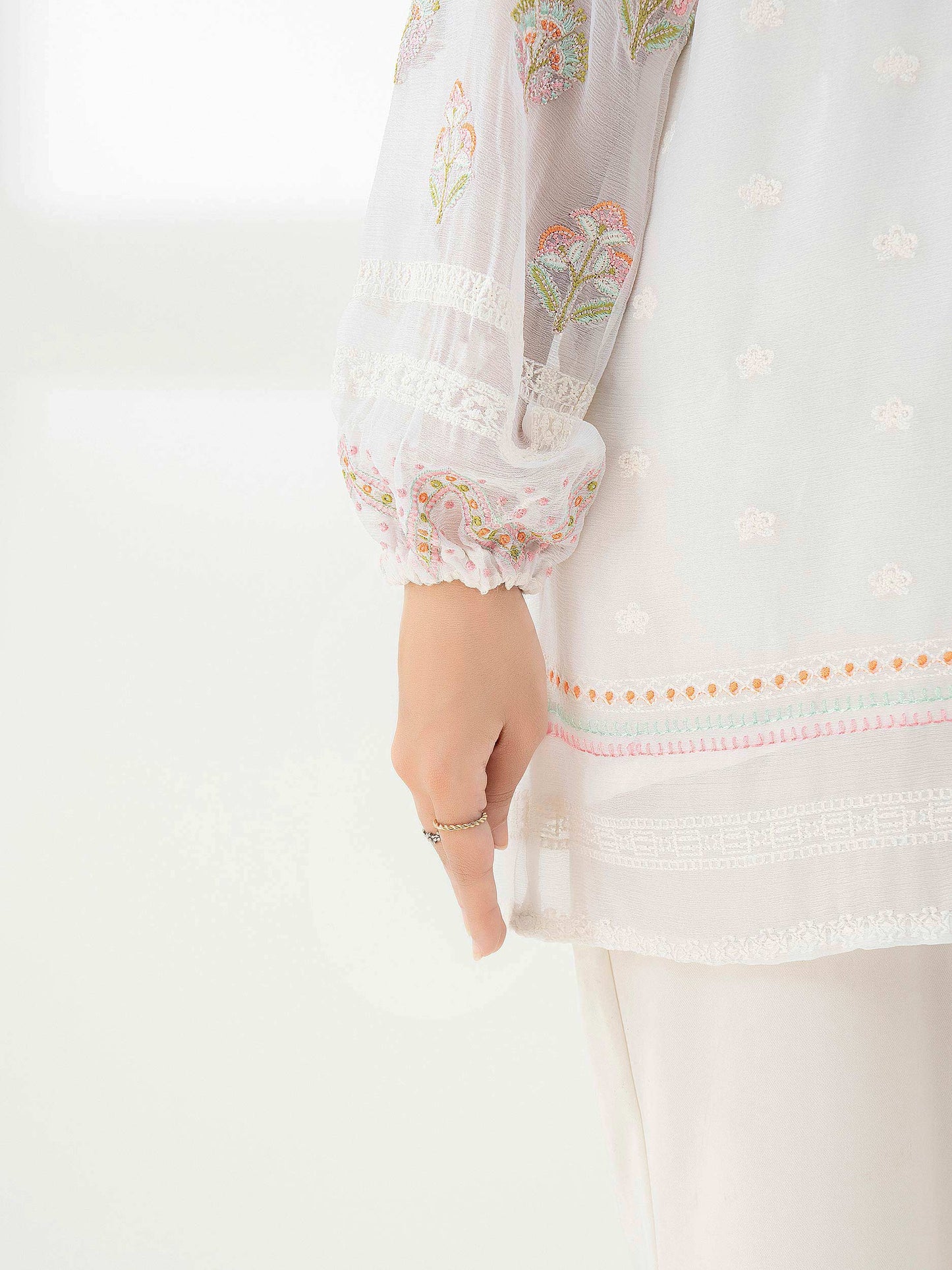 Embroidered Chiffon Top