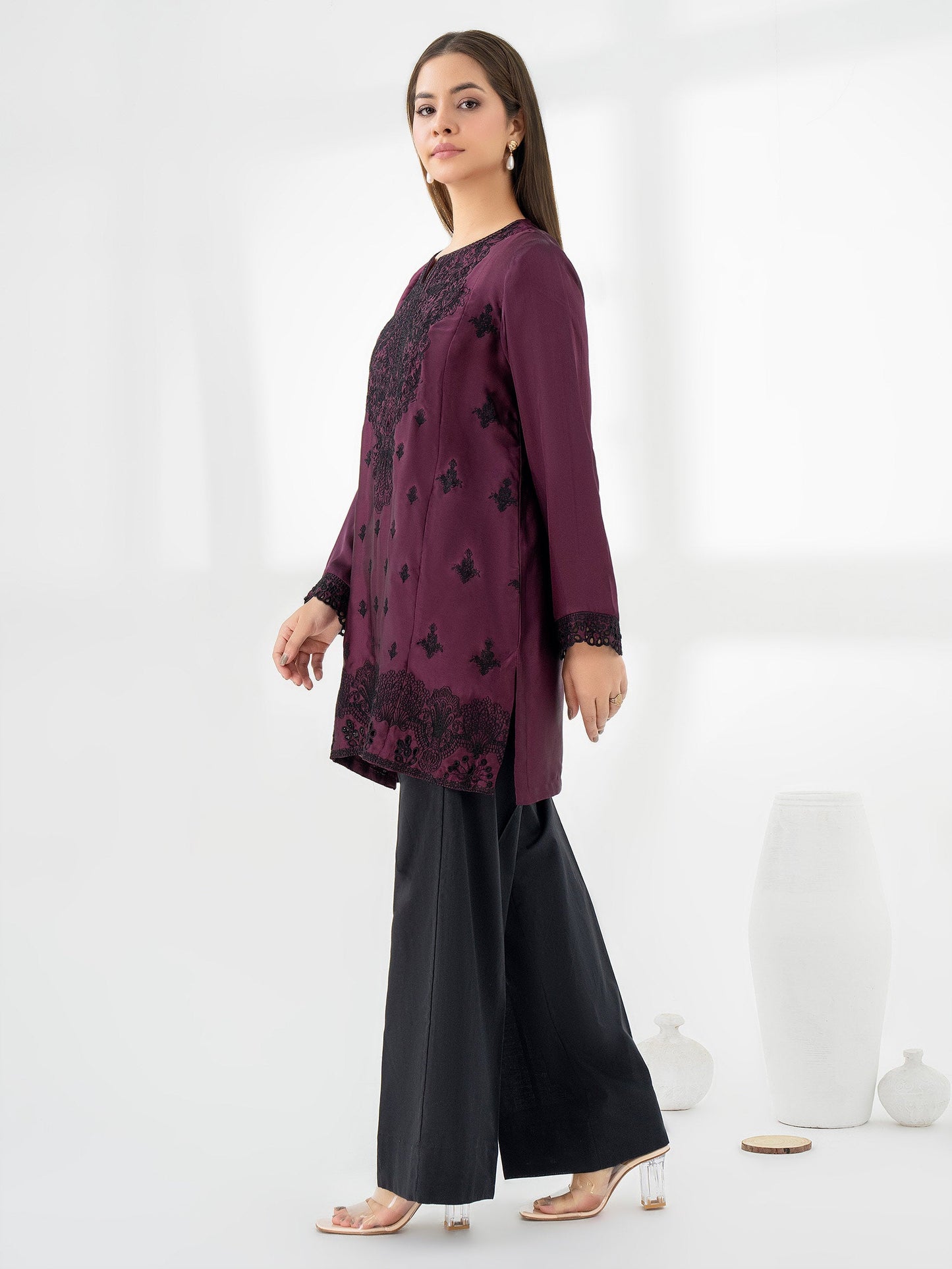 Silk Kurti-Embroidered (Pret)