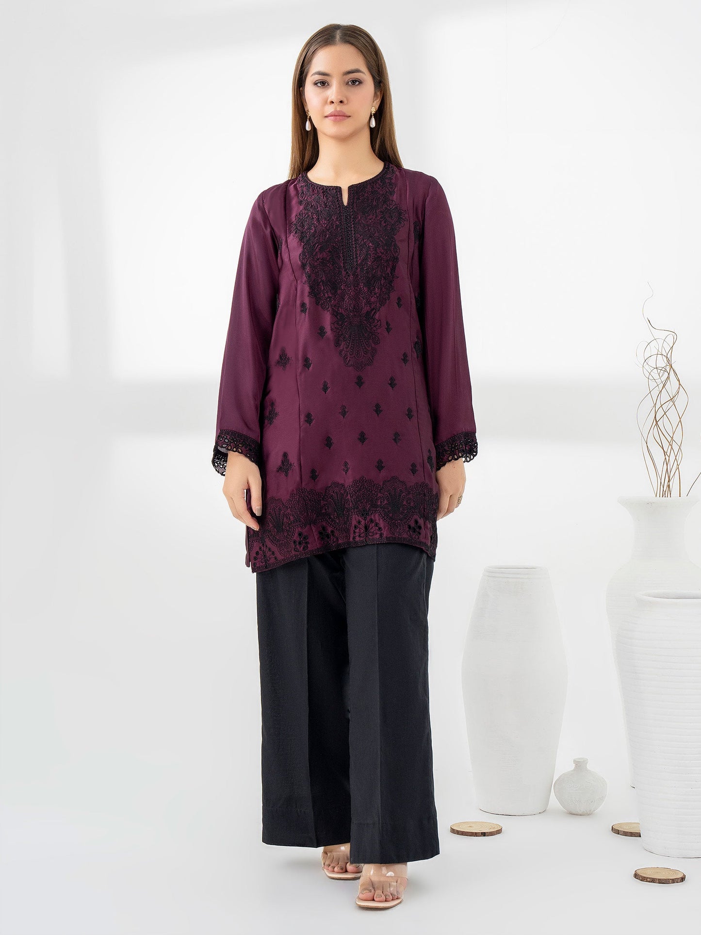 Silk Kurti-Embroidered (Pret)