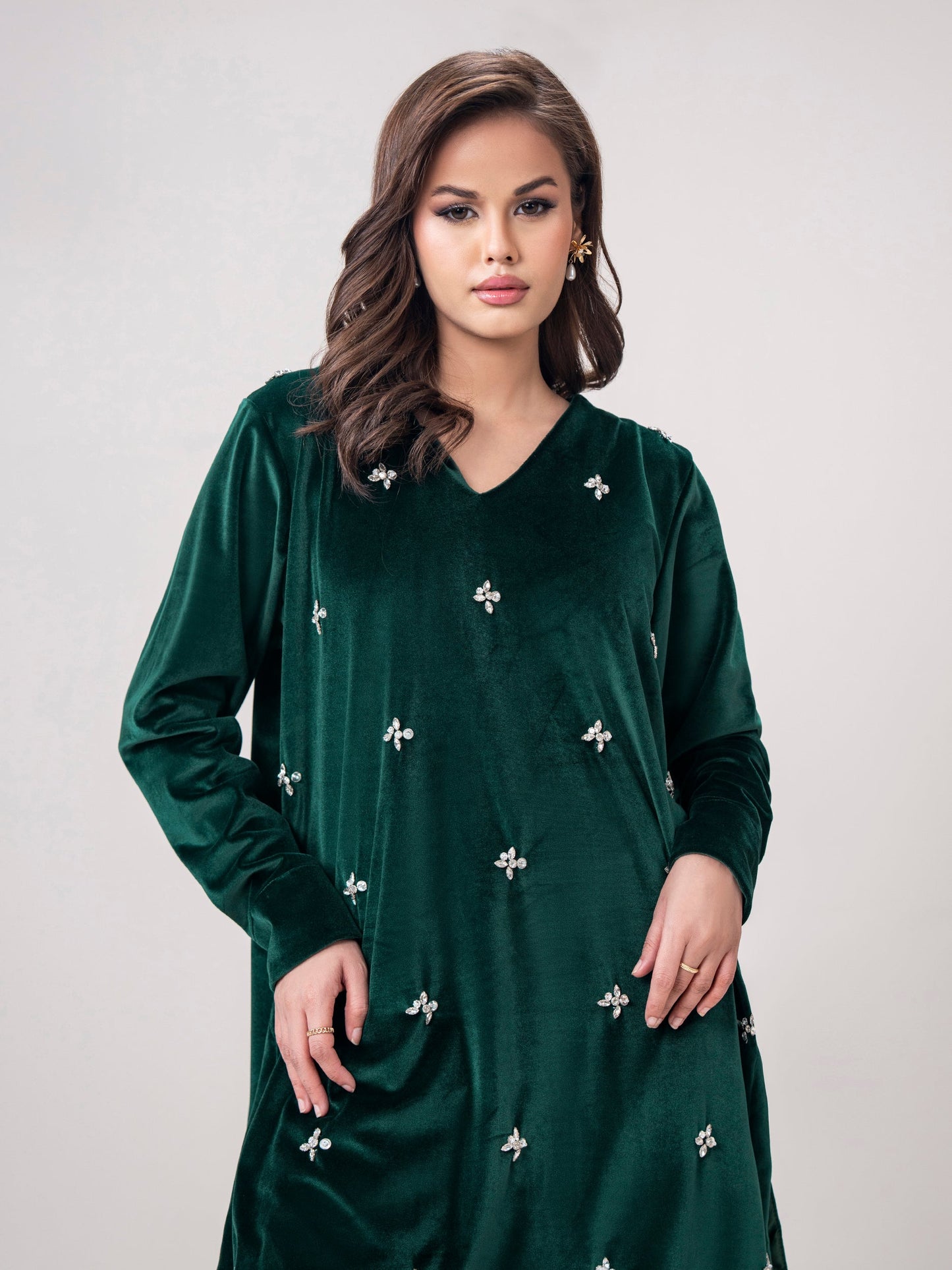 Velour Co-ord Set- Embroidered