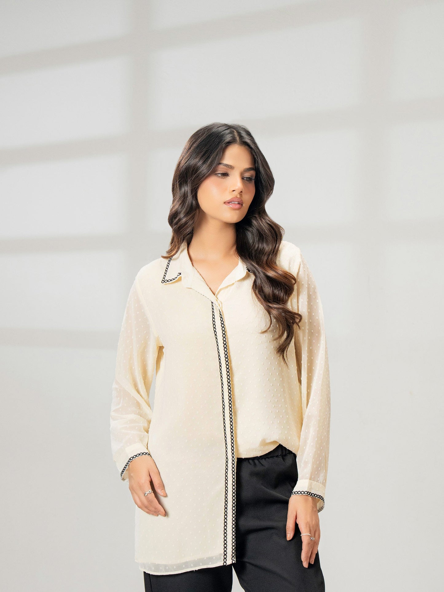 Embroidered Chiffon Top