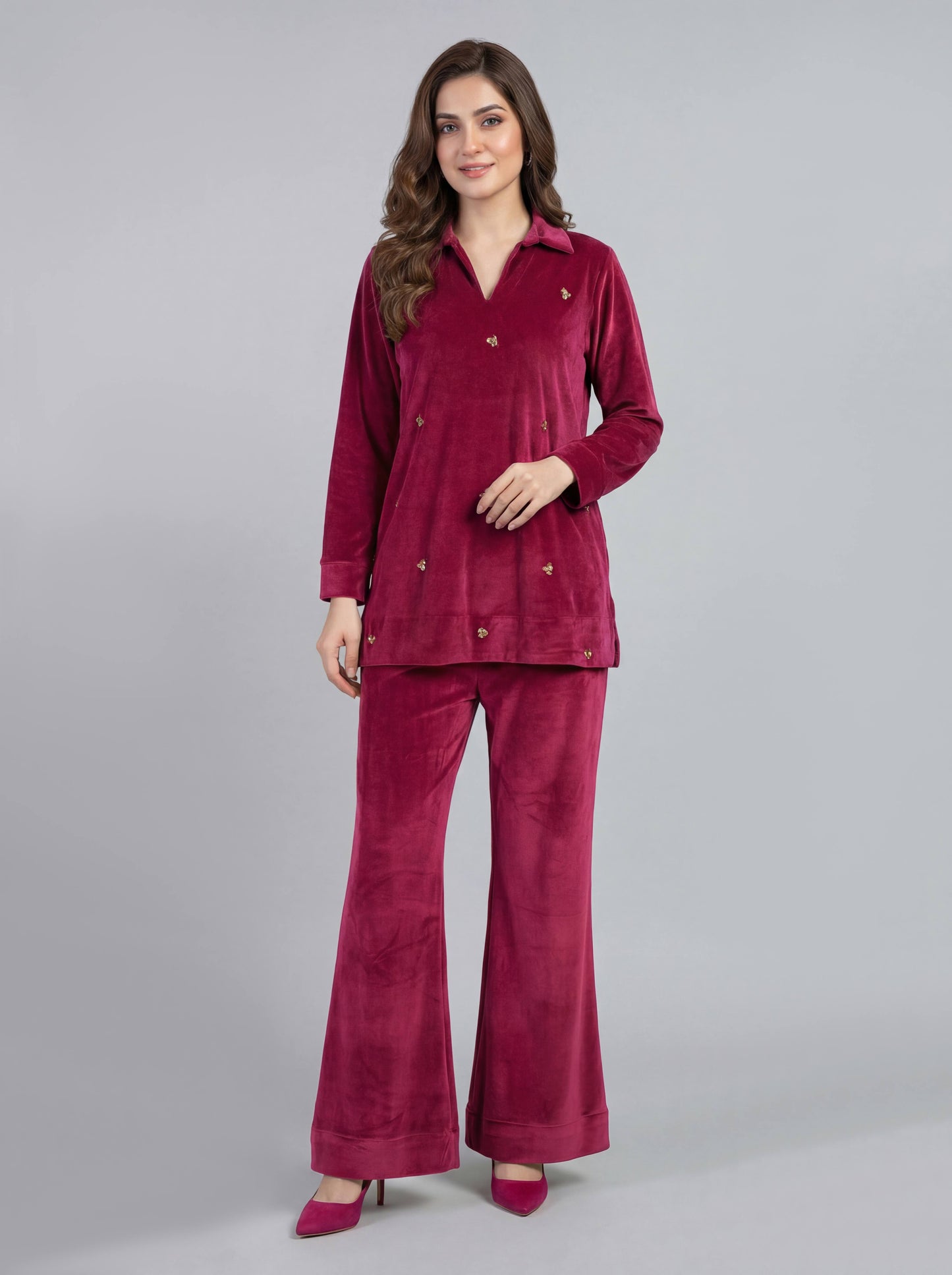 Velour Co-ord Set- Embellished