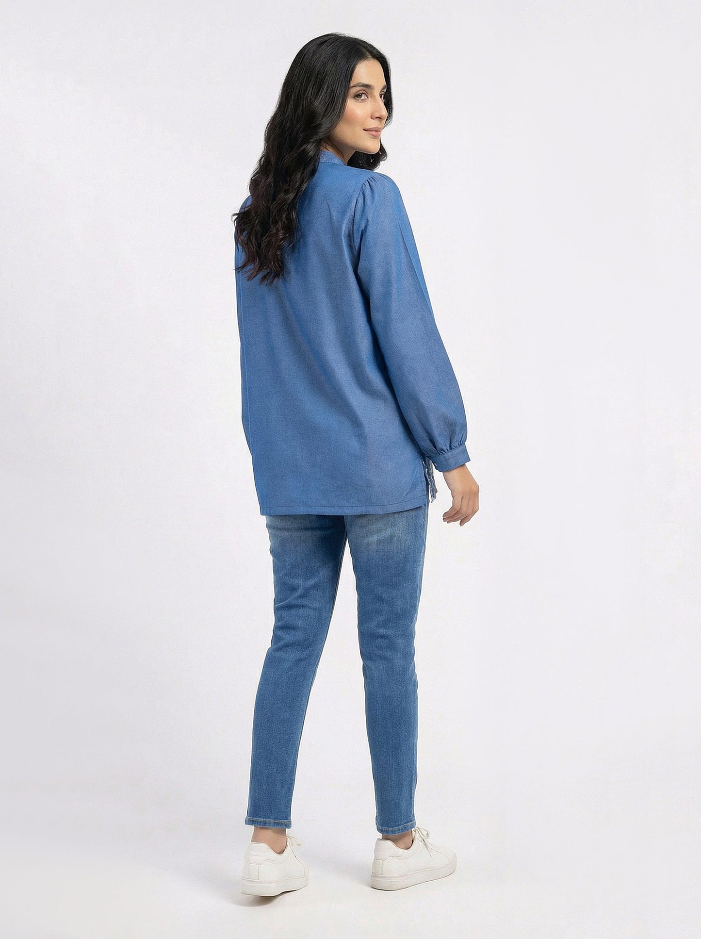 Denim Top- Embroidered